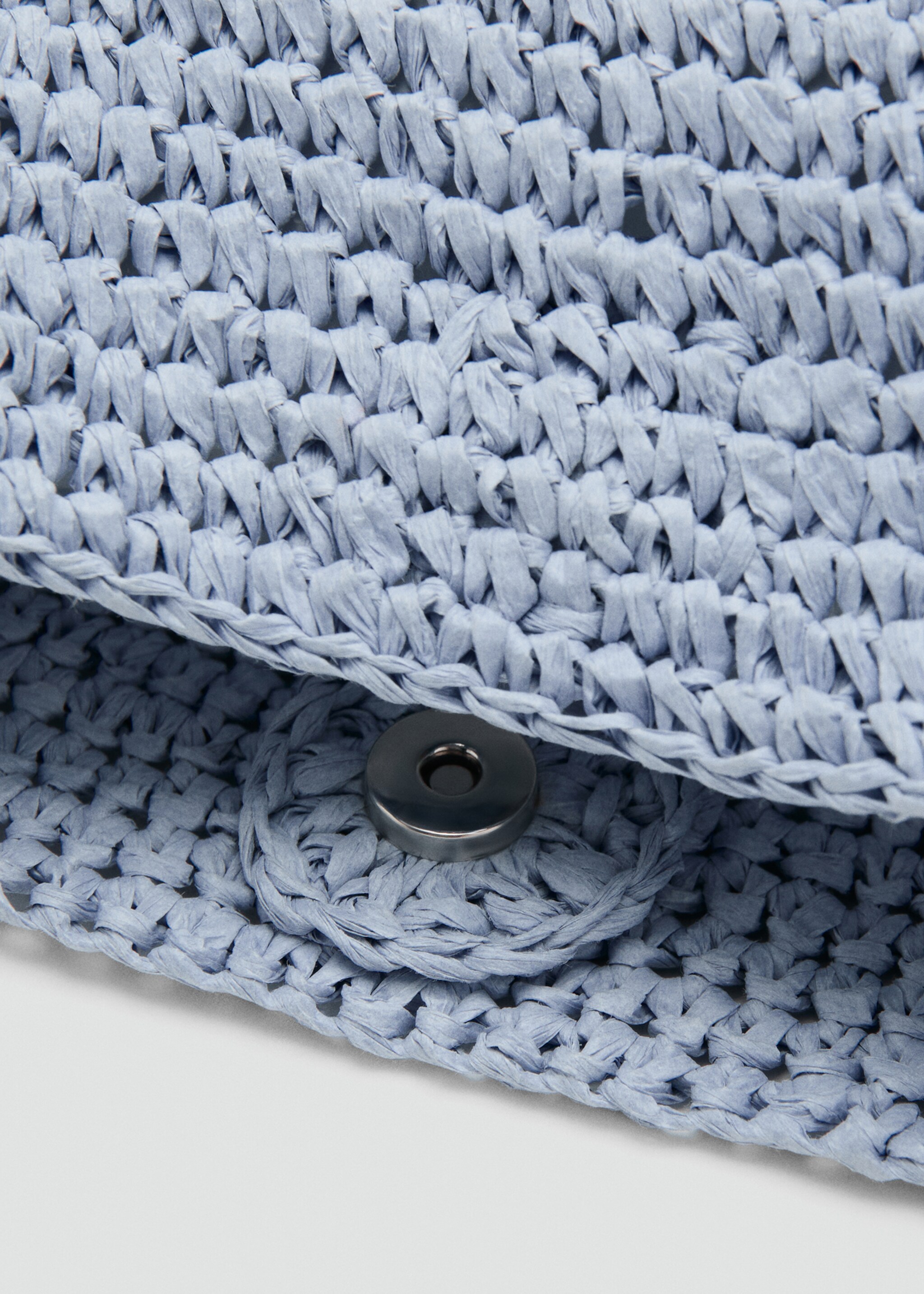 Natural fibre charm handbag - Details of the article 2, Sky Blue. Ref: 27086727-00.