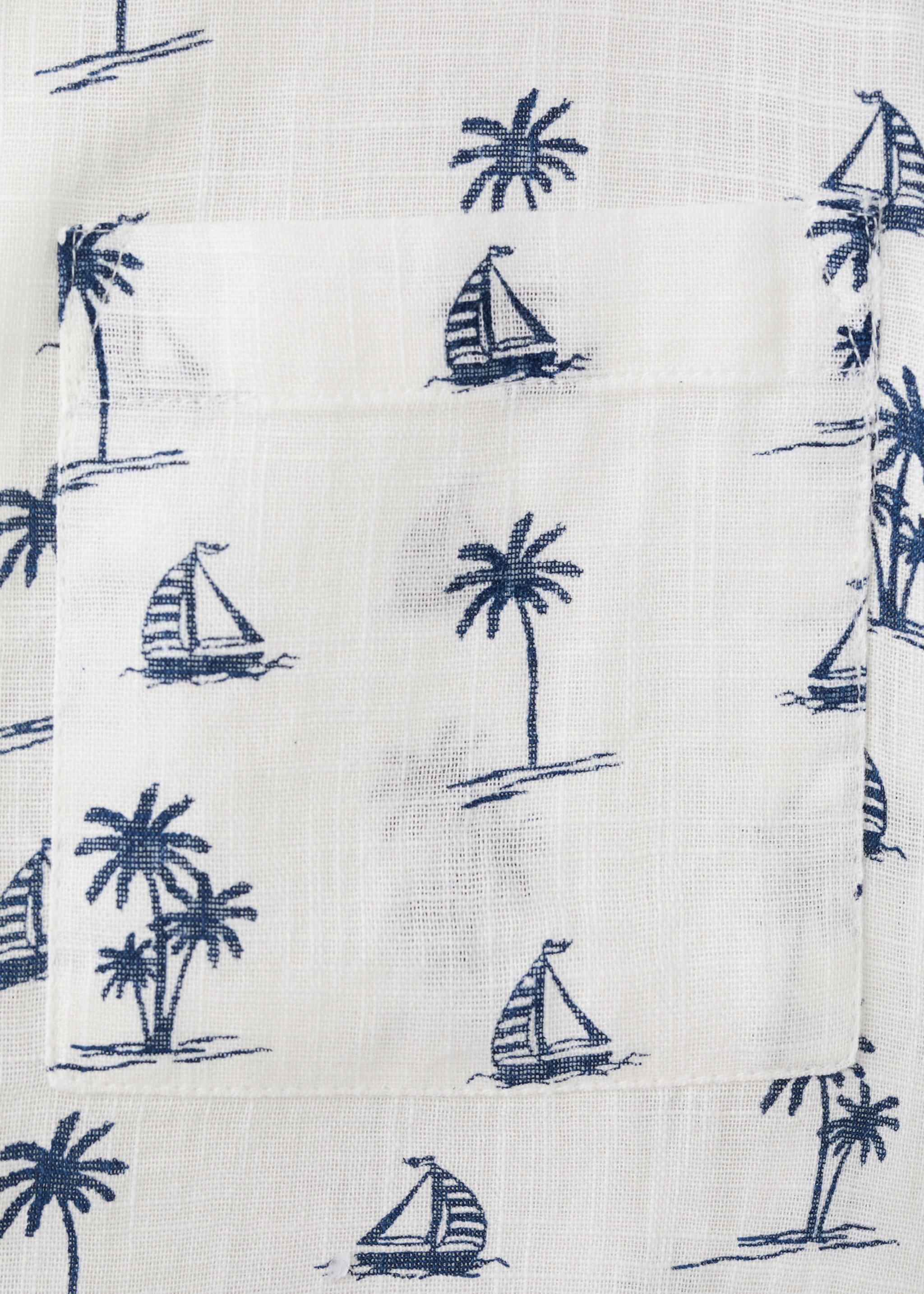 Camisa algodón estampado palmeras - Detalle del artículo 0, Blanco roto. Ref: 27086728-00.