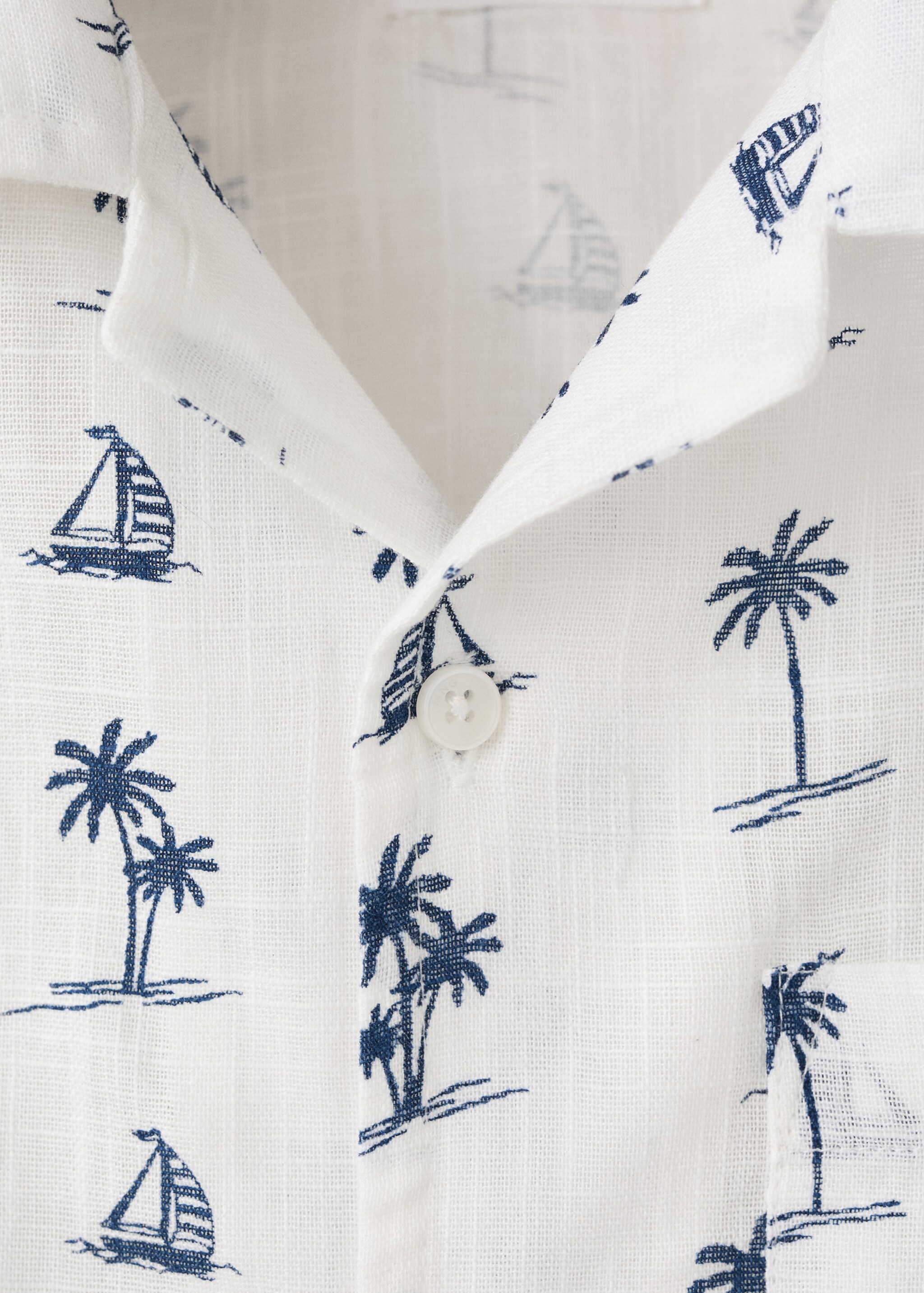 Camisa algodón estampado palmeras - Detalle del artículo 8, Blanco roto. Ref: 27086728-00.
