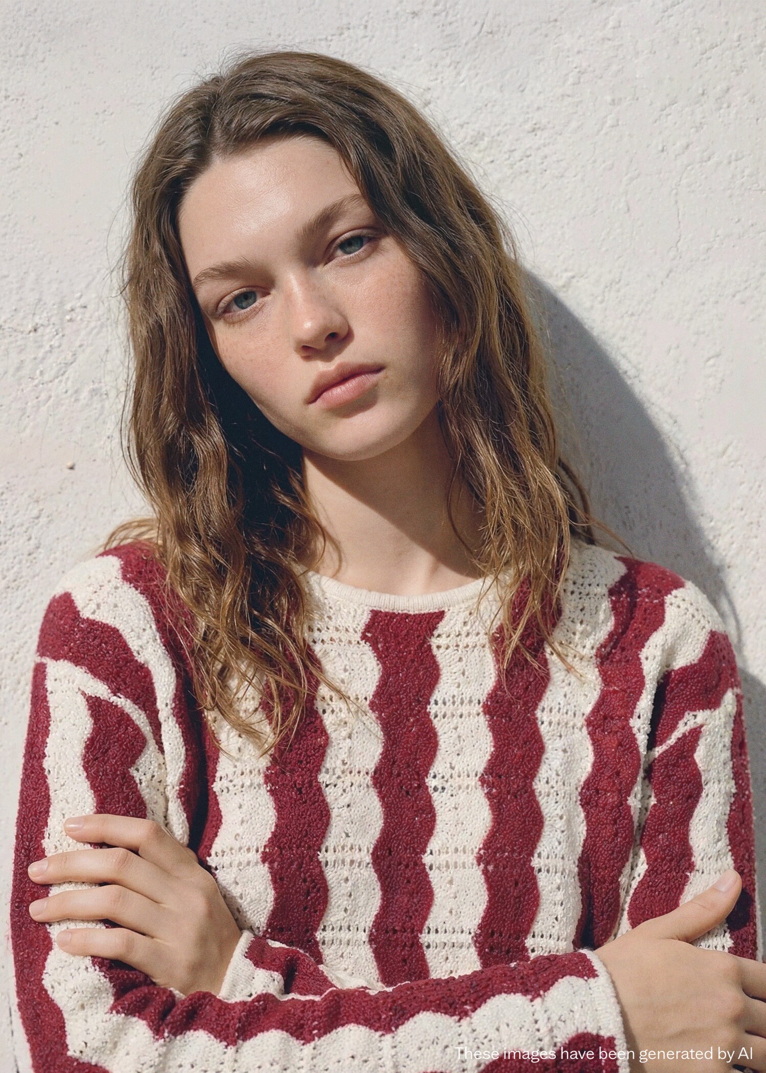 Two-tone openwork knit sweater - Medium plane