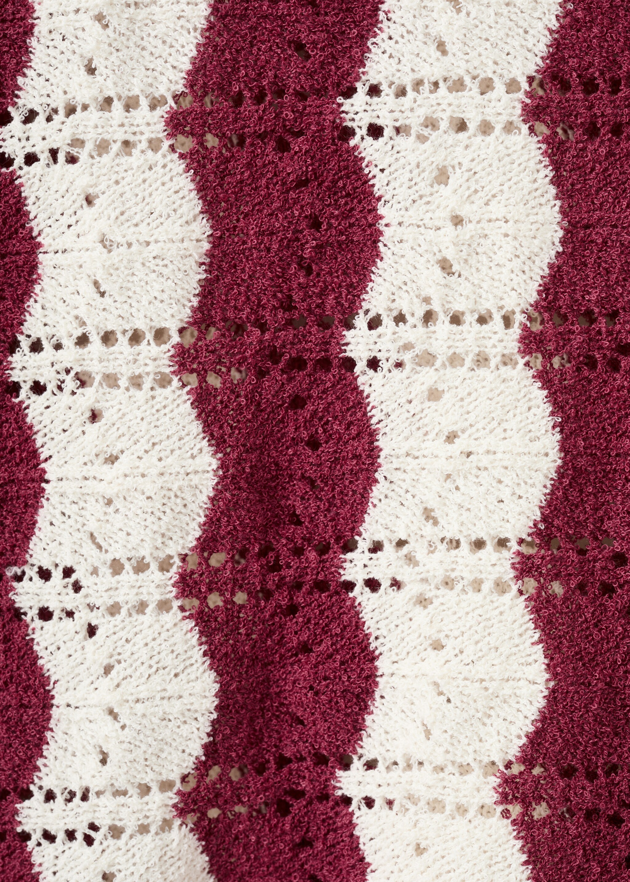 Two-tone openwork knit sweater - Details of the article 0, Maroon. Ref: 27086731-00.