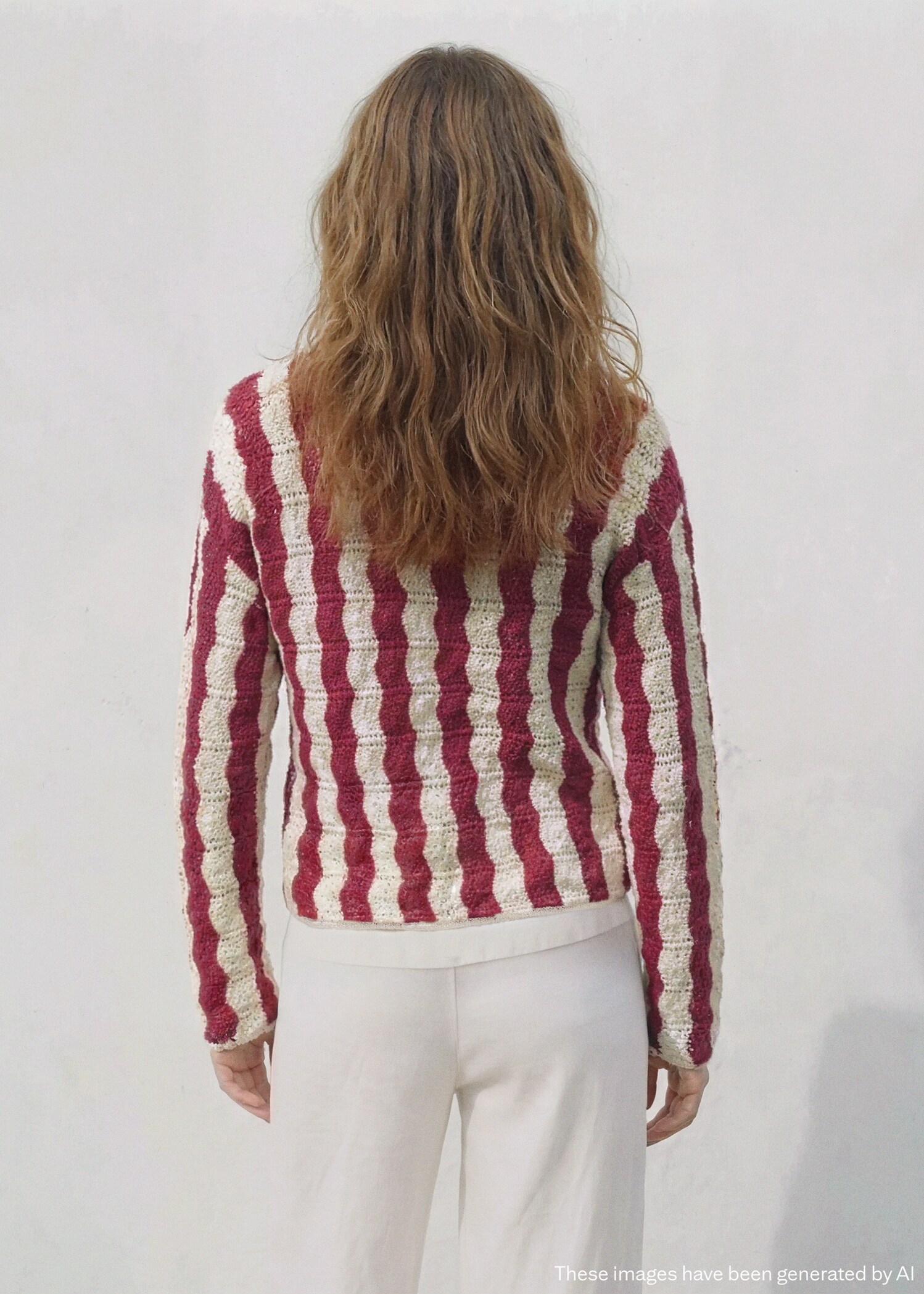 Two-tone openwork knit sweater - Reverse of the article