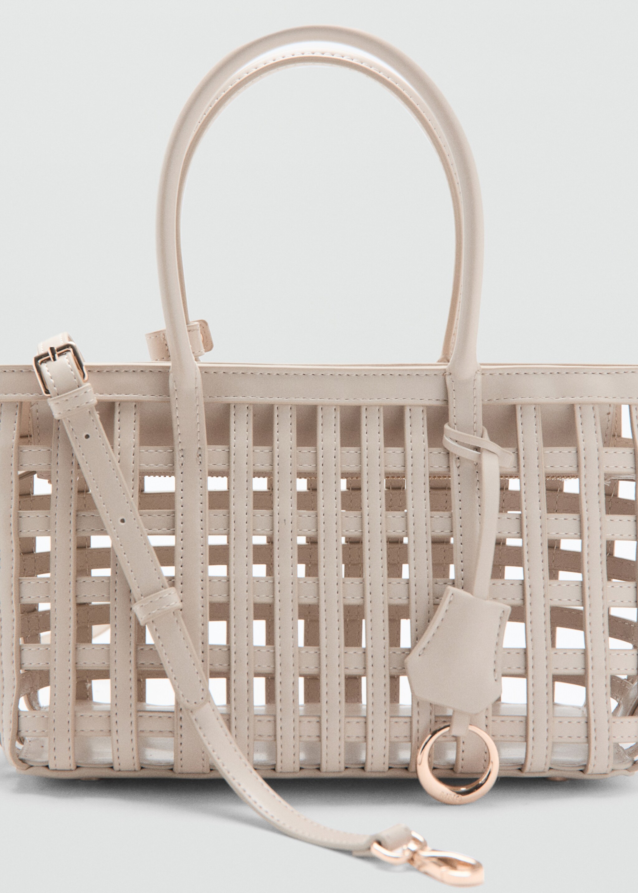 Braided handbag - Details of the article 1, Off White. Ref: 27086738-00.