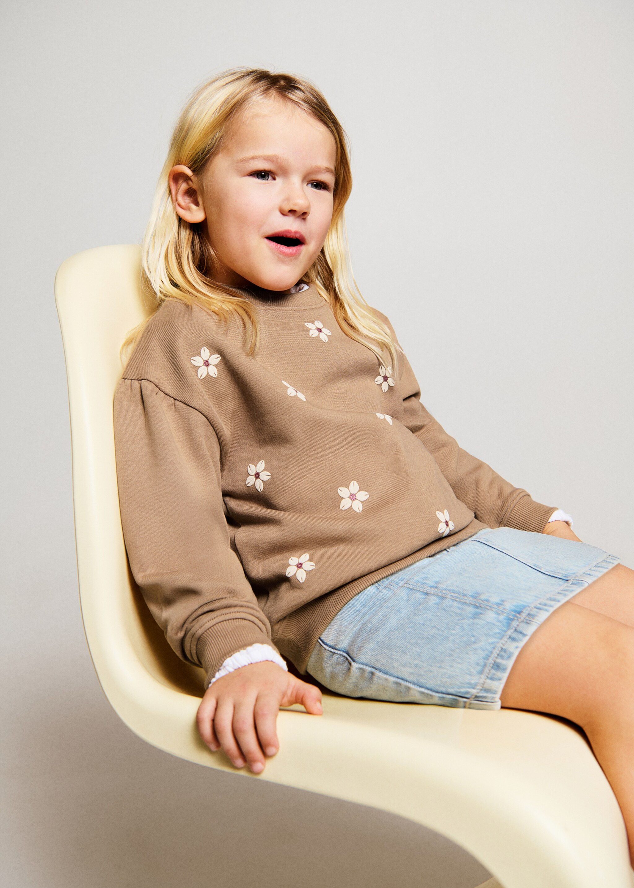 Floral print cotton sweatshirt - Medium plane, Brown. Ref: 27086742-00.