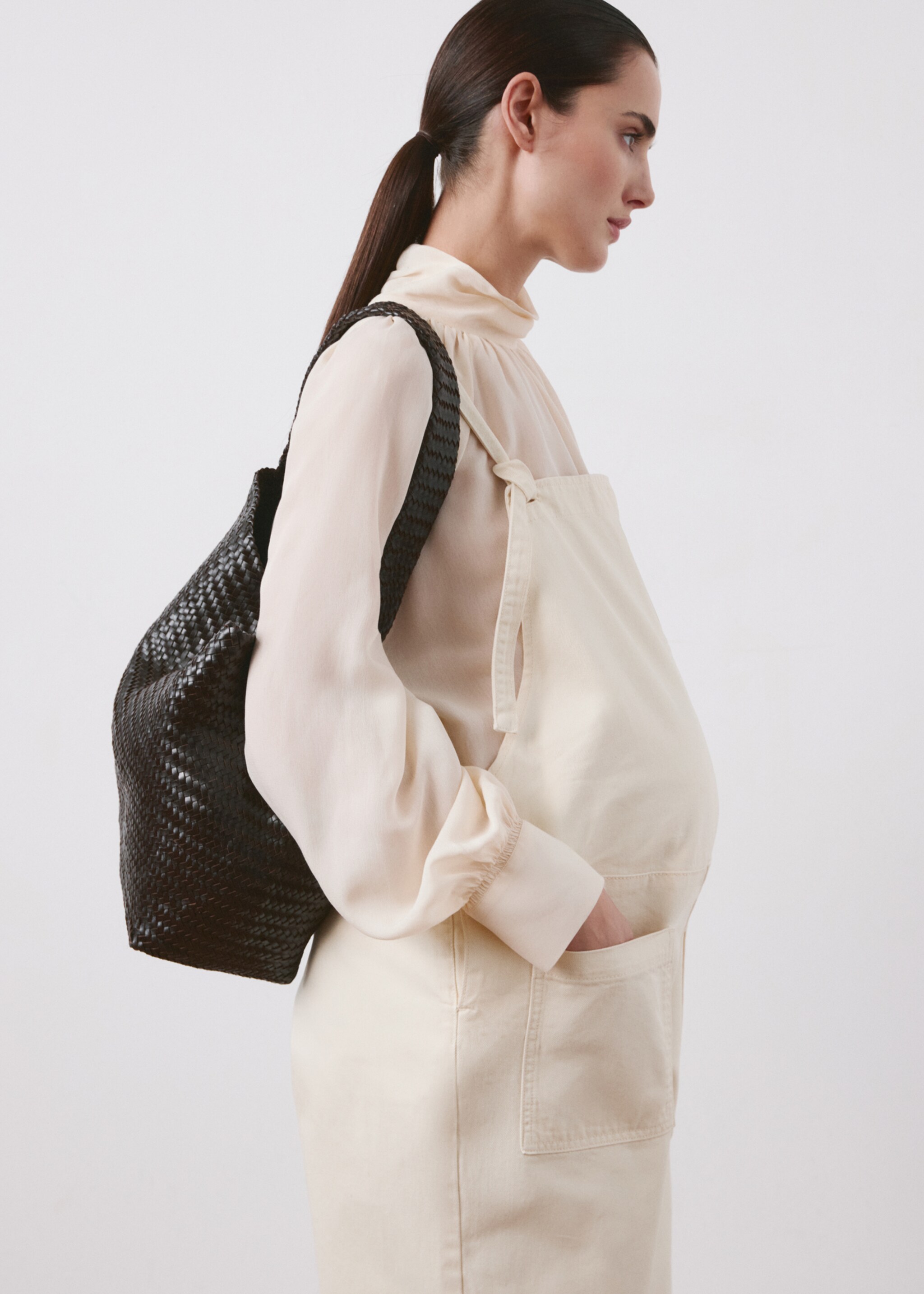 Maternity denim dungarees - Details of the article 6, Off White. Ref: 27086744-00.