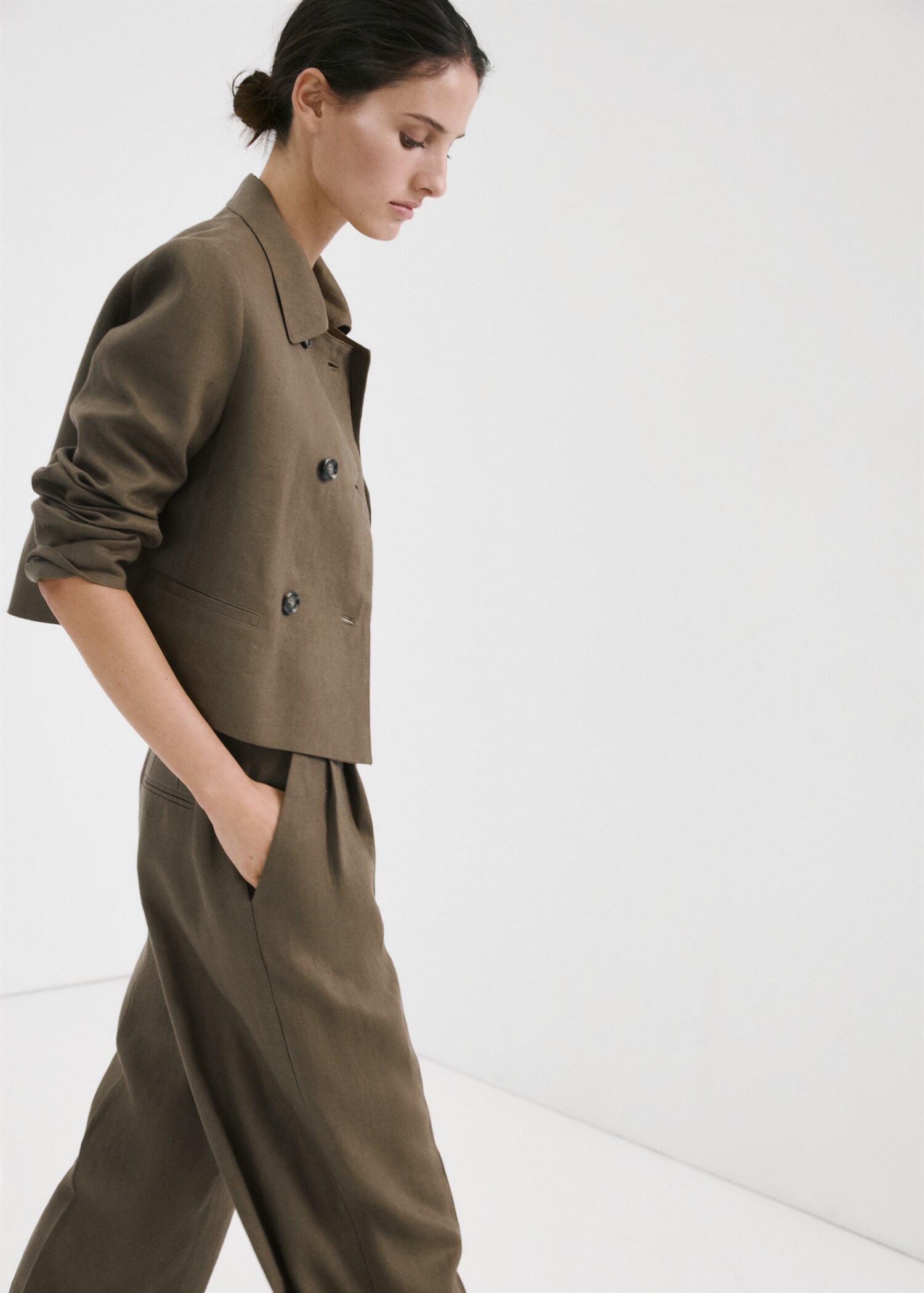 Double-breasted linen jacket - Medium plane