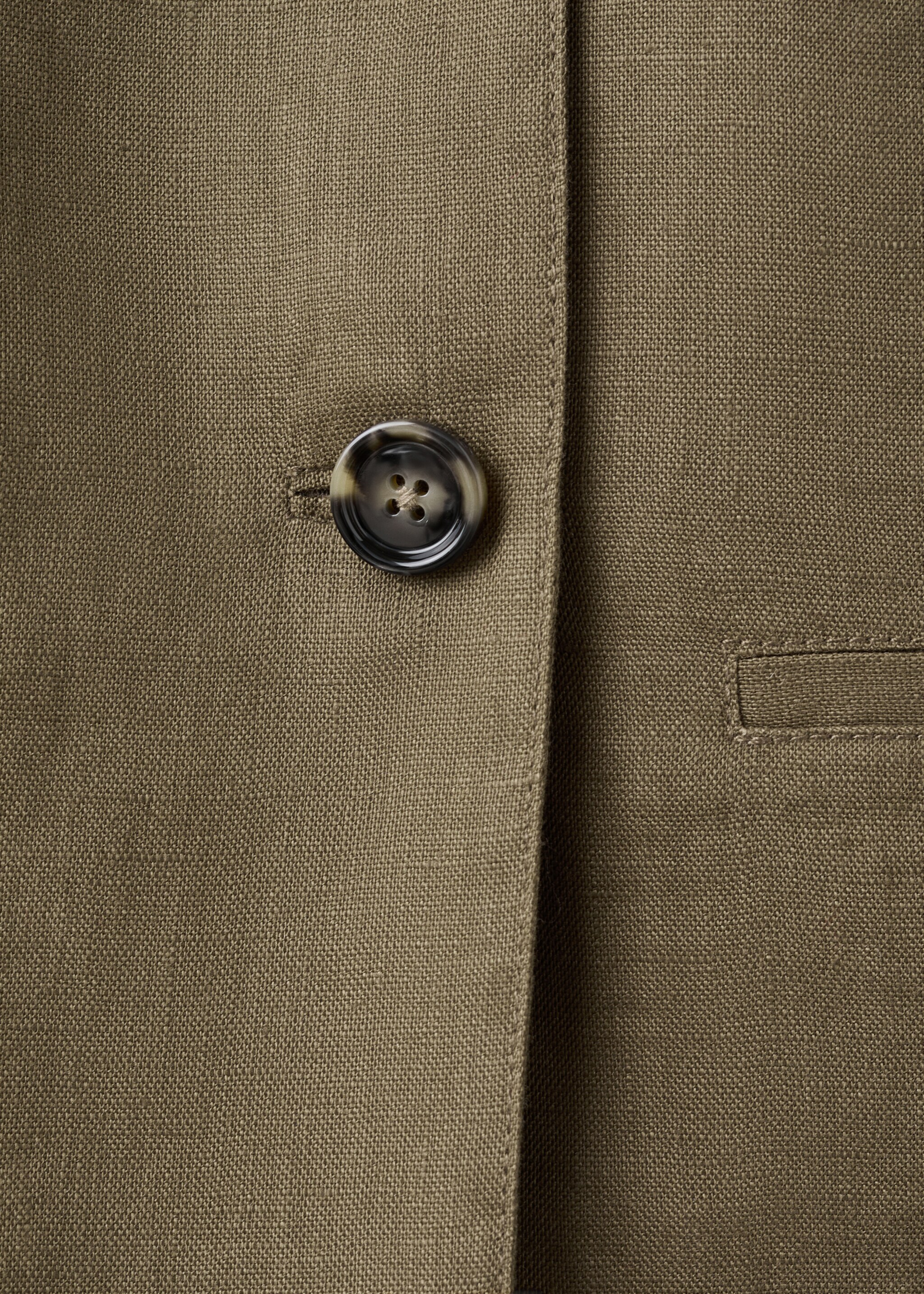 Double-breasted linen jacket - Details of the article 0, Khaki. Ref: 27087141-00.