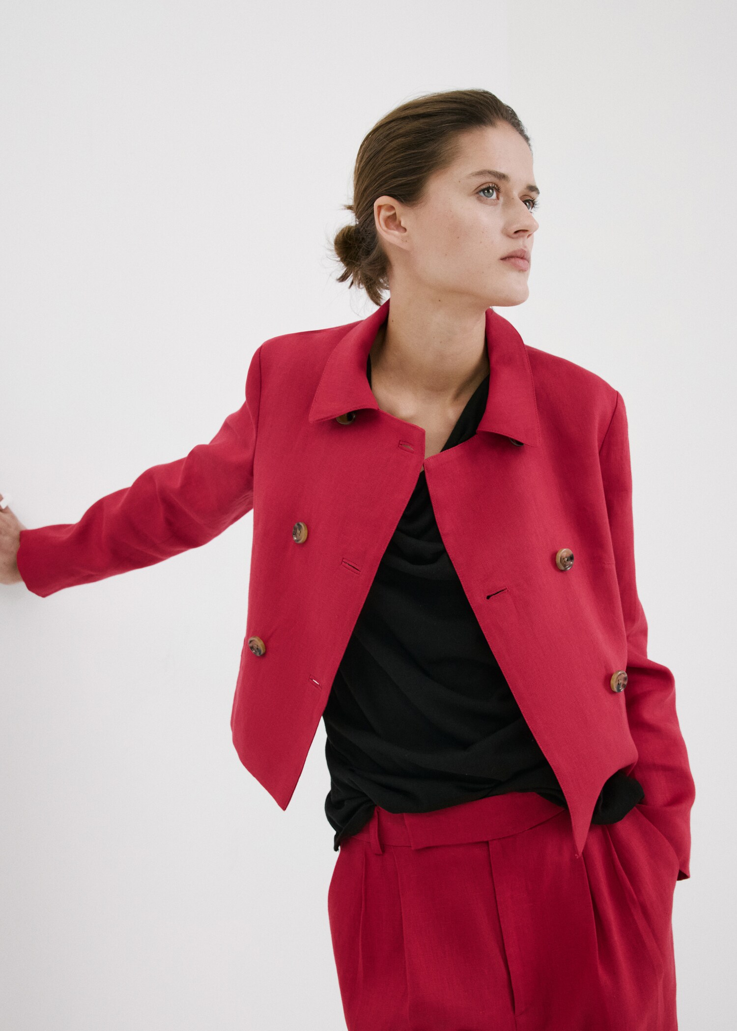 Double-breasted linen jacket - Medium plane