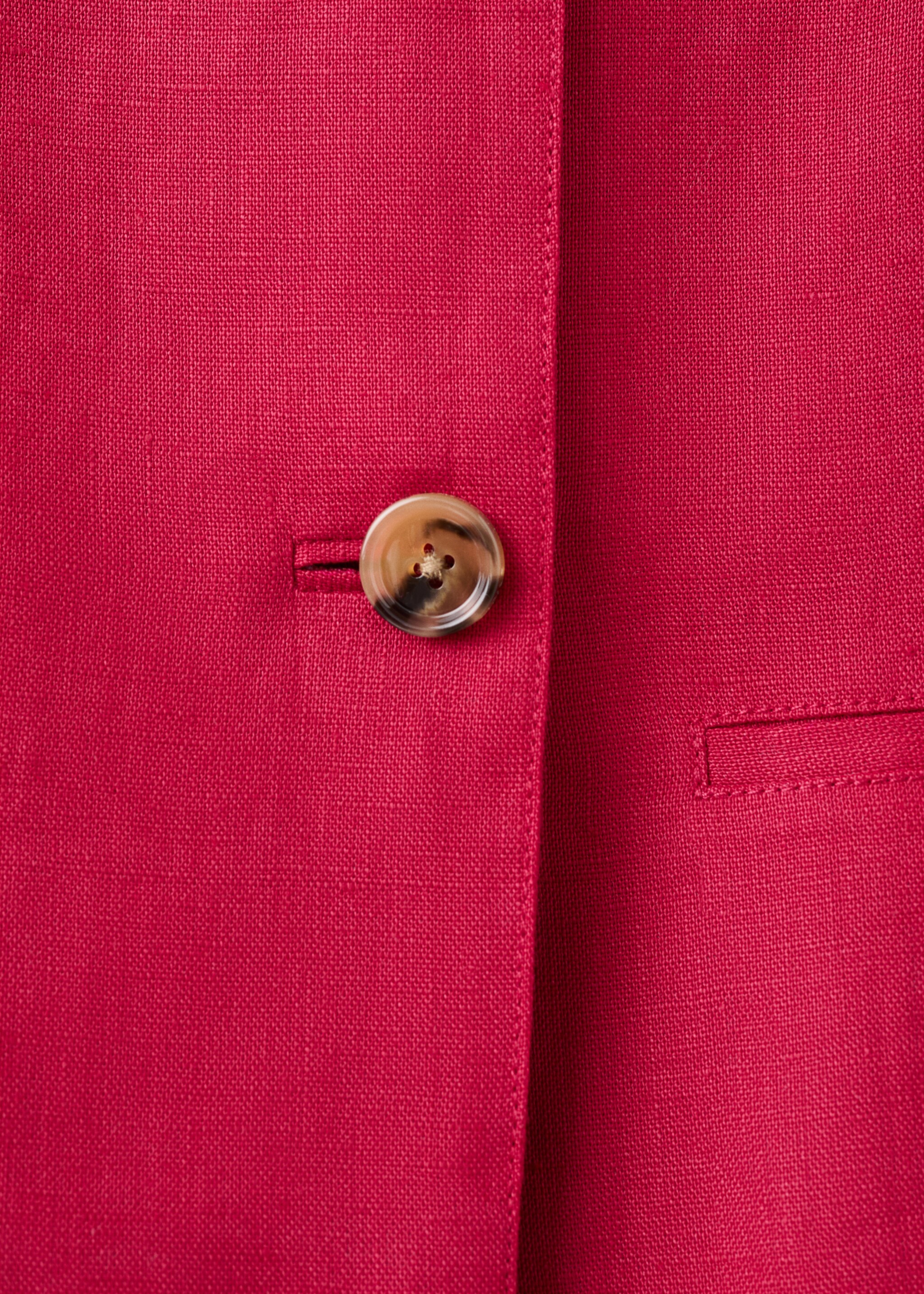 Double-breasted linen jacket - Details of the article 0, Red. Ref: 27087141-00.