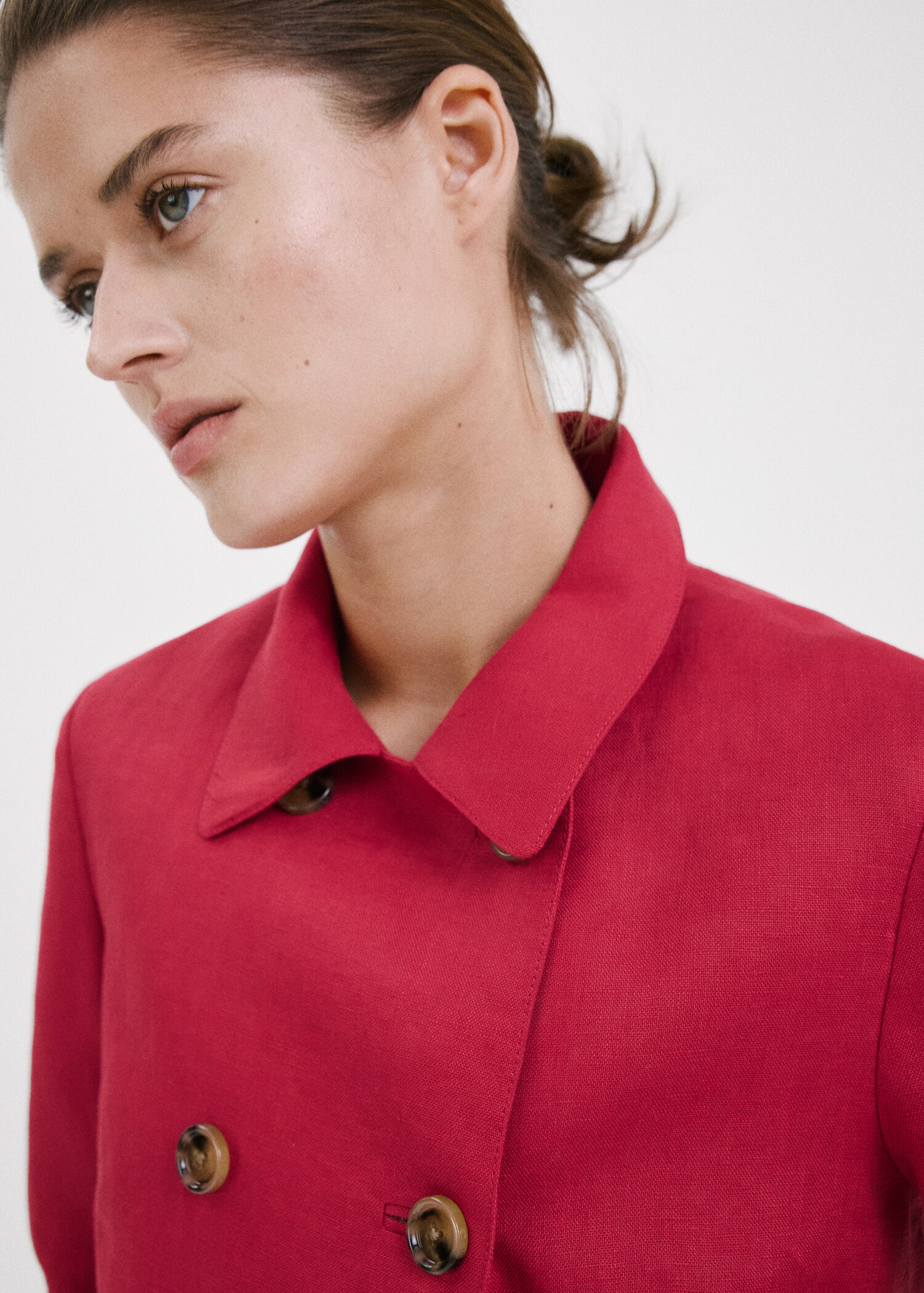 Double-breasted linen jacket - Details of the article 1