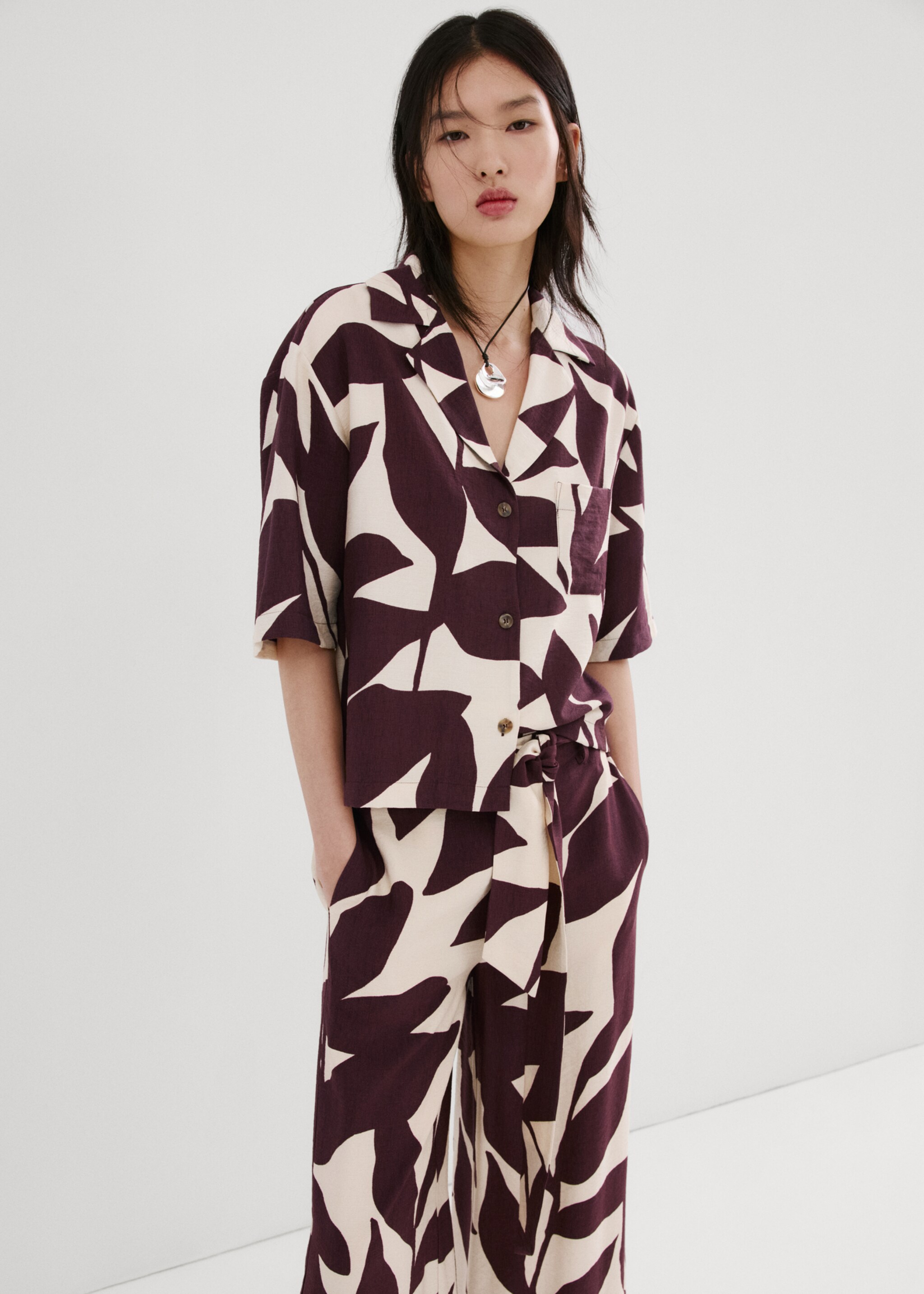 Printed short-sleeved shirt - Medium plane, Ecru. Ref: 27087144-00.