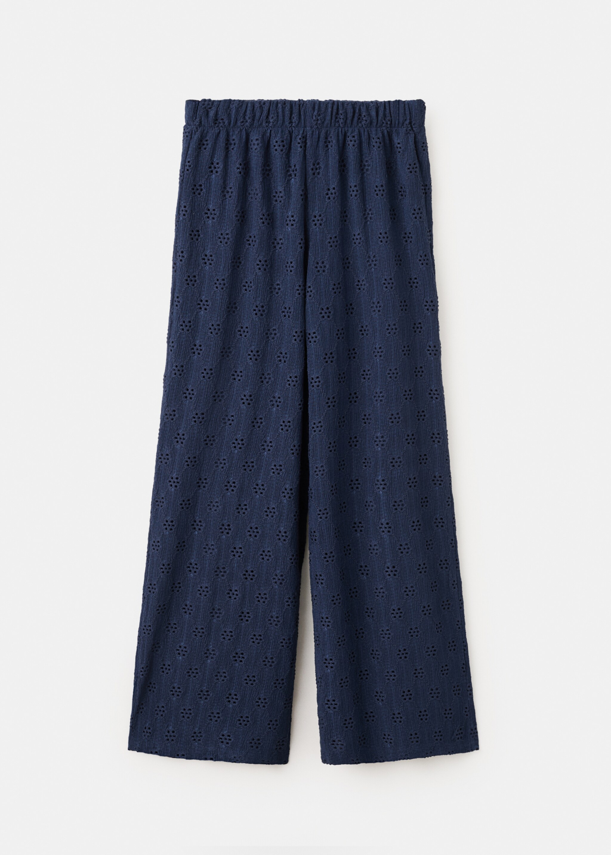 Straight trousers with embroidered details - Article without model, Navy. Ref: 27087146-00.