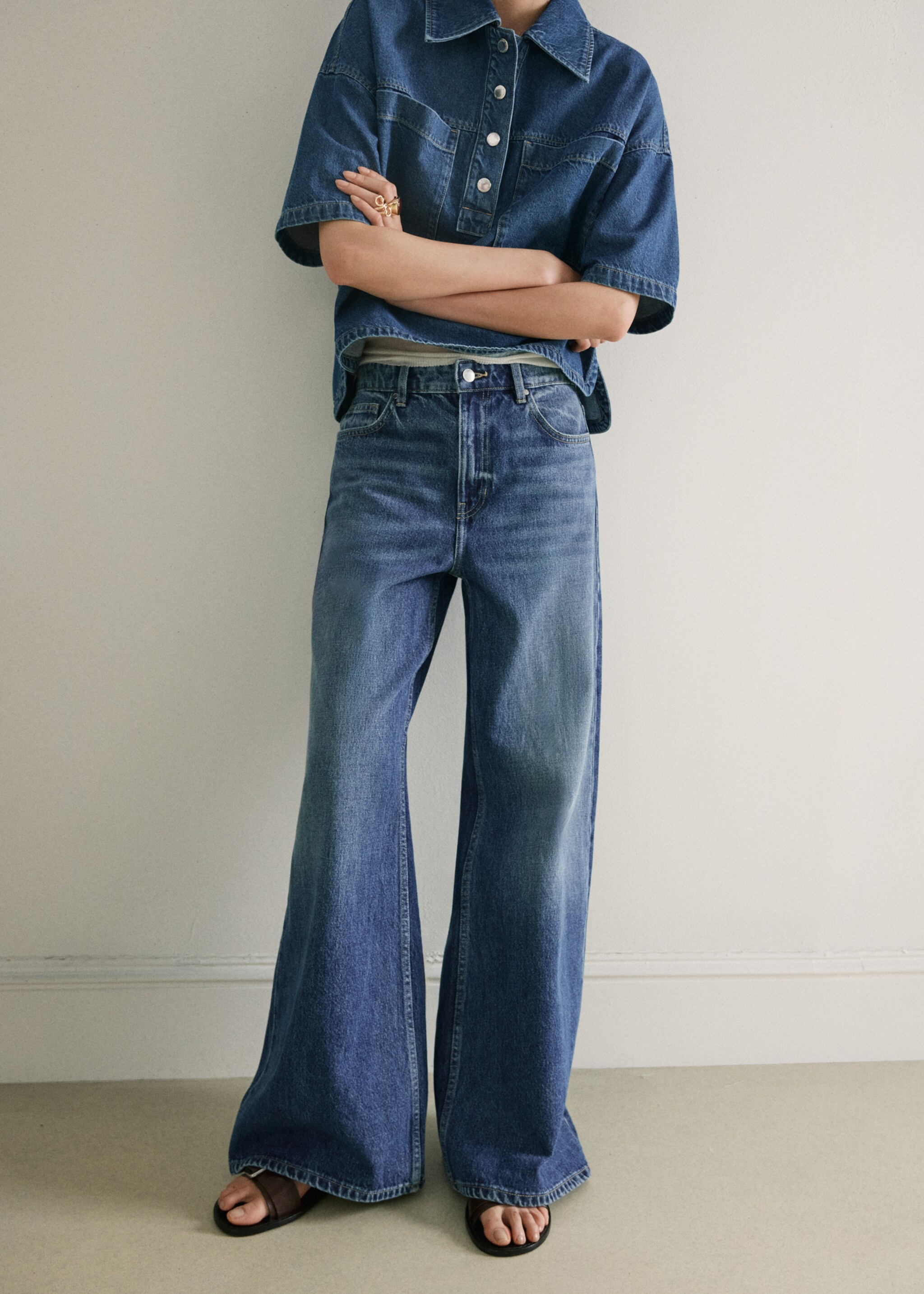 Wide leg mid-rise jeans - Medium plane, Medium Blue. Ref: 27087148-00.