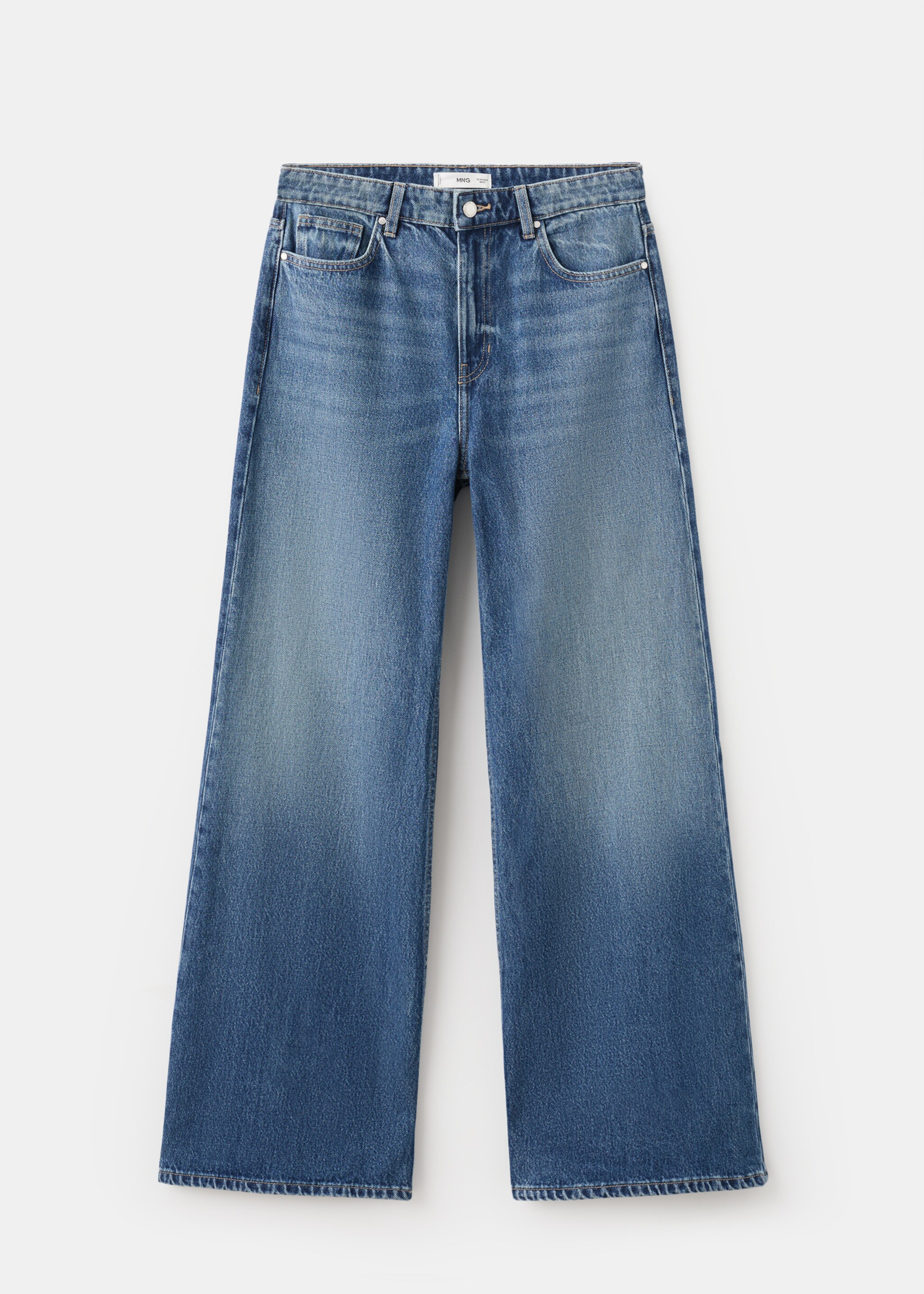 Wide leg mid-rise jeans - Article without model, Medium Blue. Ref: 27087148-00.