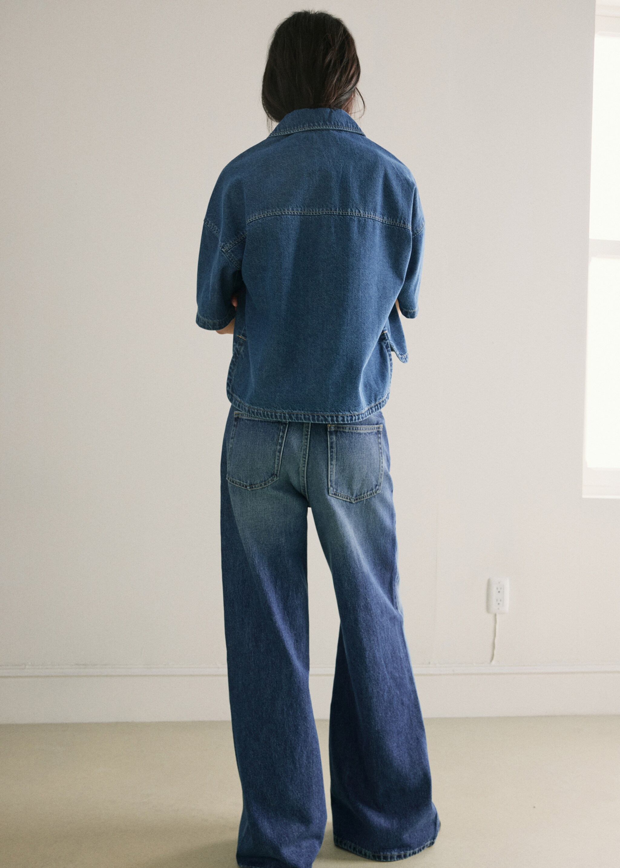 Wide leg mid-rise jeans - Reverse of the article, Medium Blue. Ref: 27087148-00.