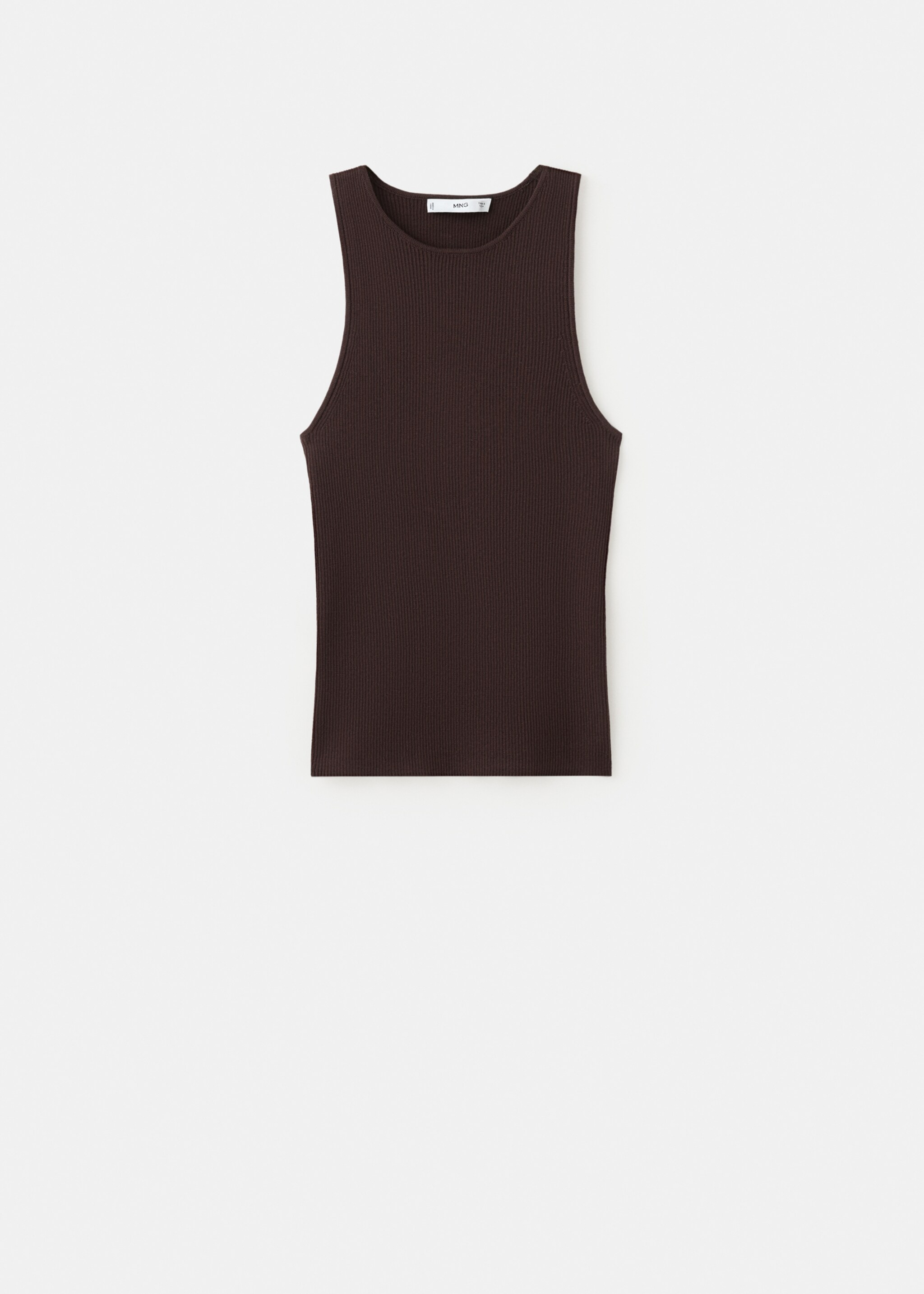 Fitted fine-knit top - Article without model, Chocolate. Ref: 27087151-00.