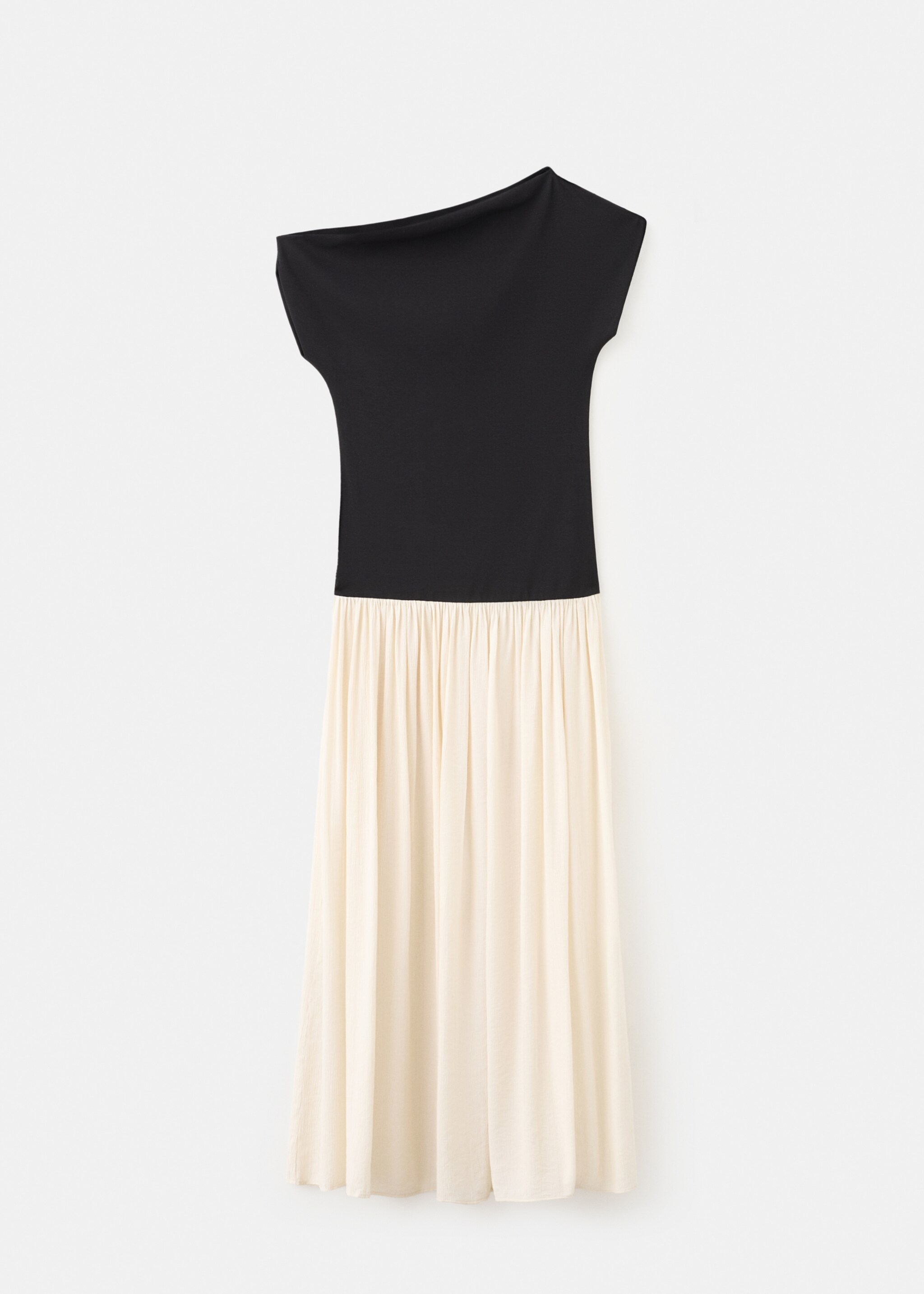 Asymmetrical flared dress - Article without model, Ecru. Ref: 27087154-00.