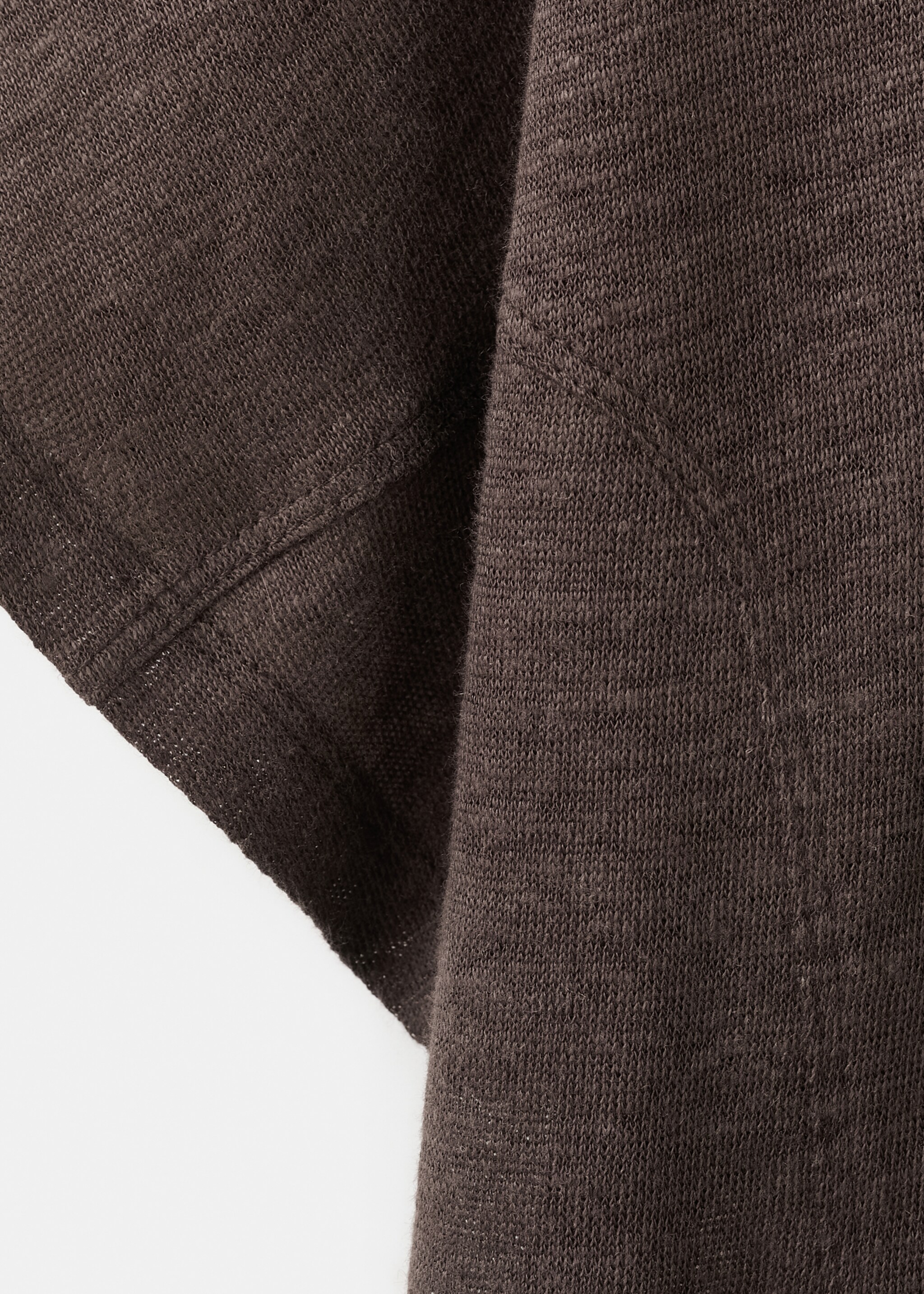 Short-sleeved linen t-shirt - Details of the article 0, Brown. Ref: 27087155-00.