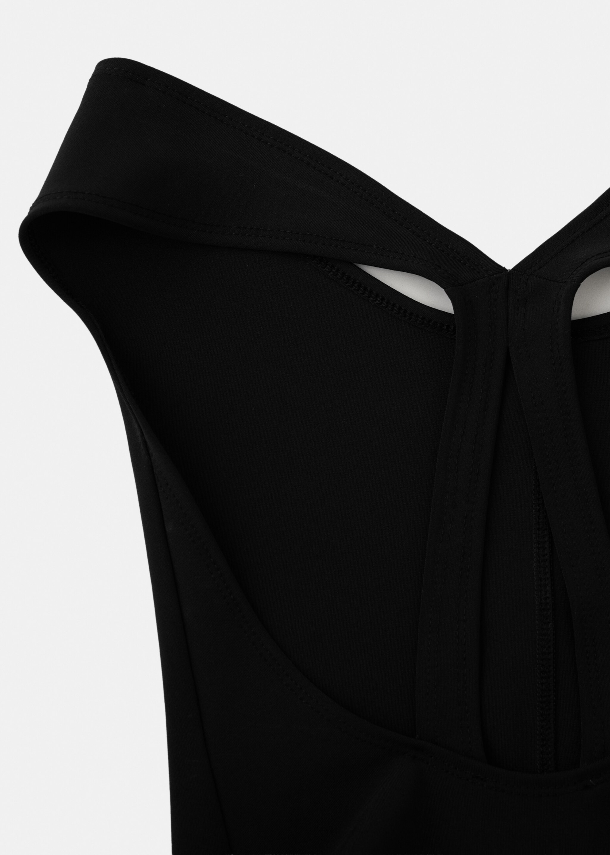 Fitted bodysuit with open back - Details of the article 8, Black. Ref: 27087166-00.
