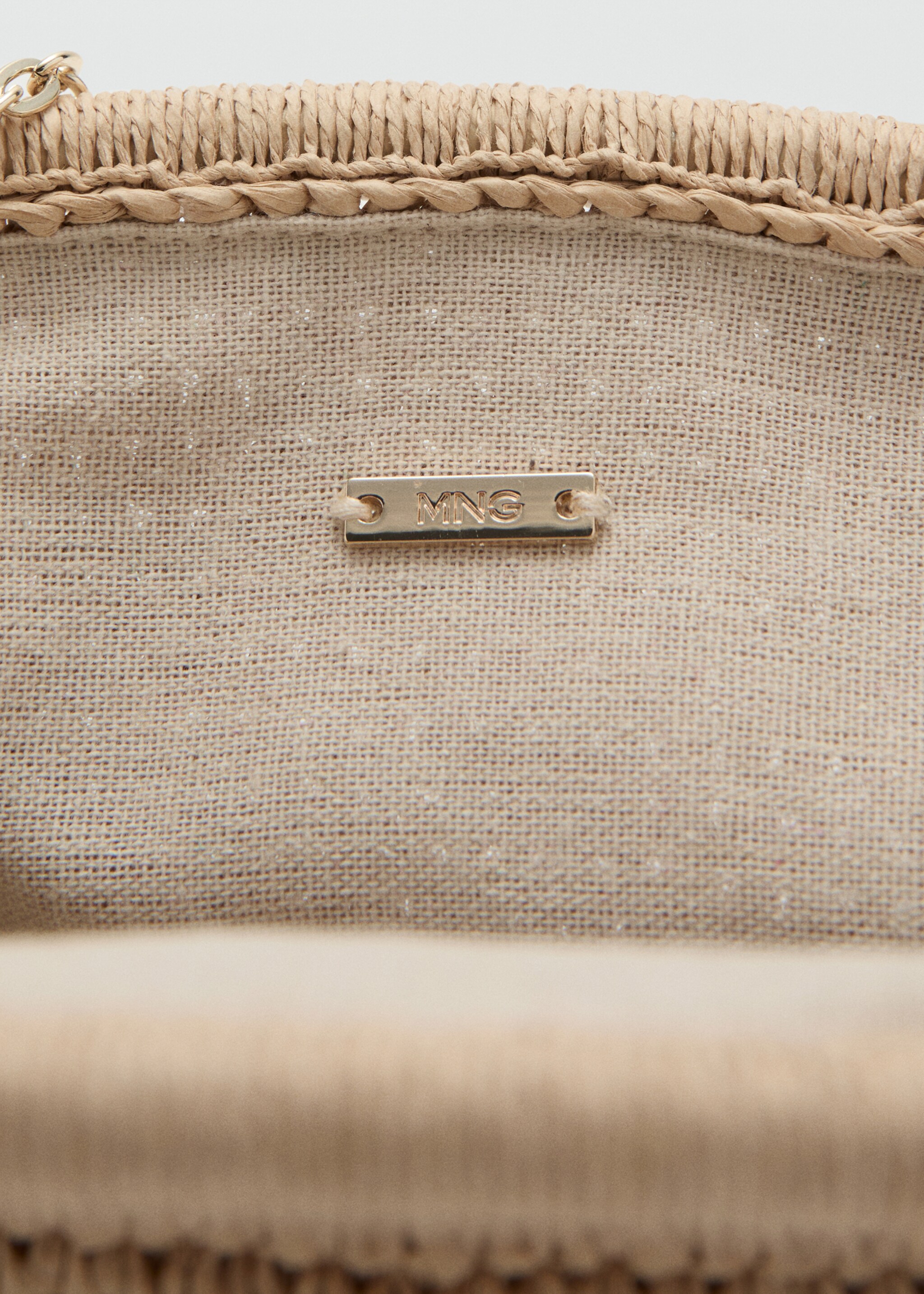 Natural fiber clutch bag - Details of the article 2, Beige. Ref: 27087775-00.
