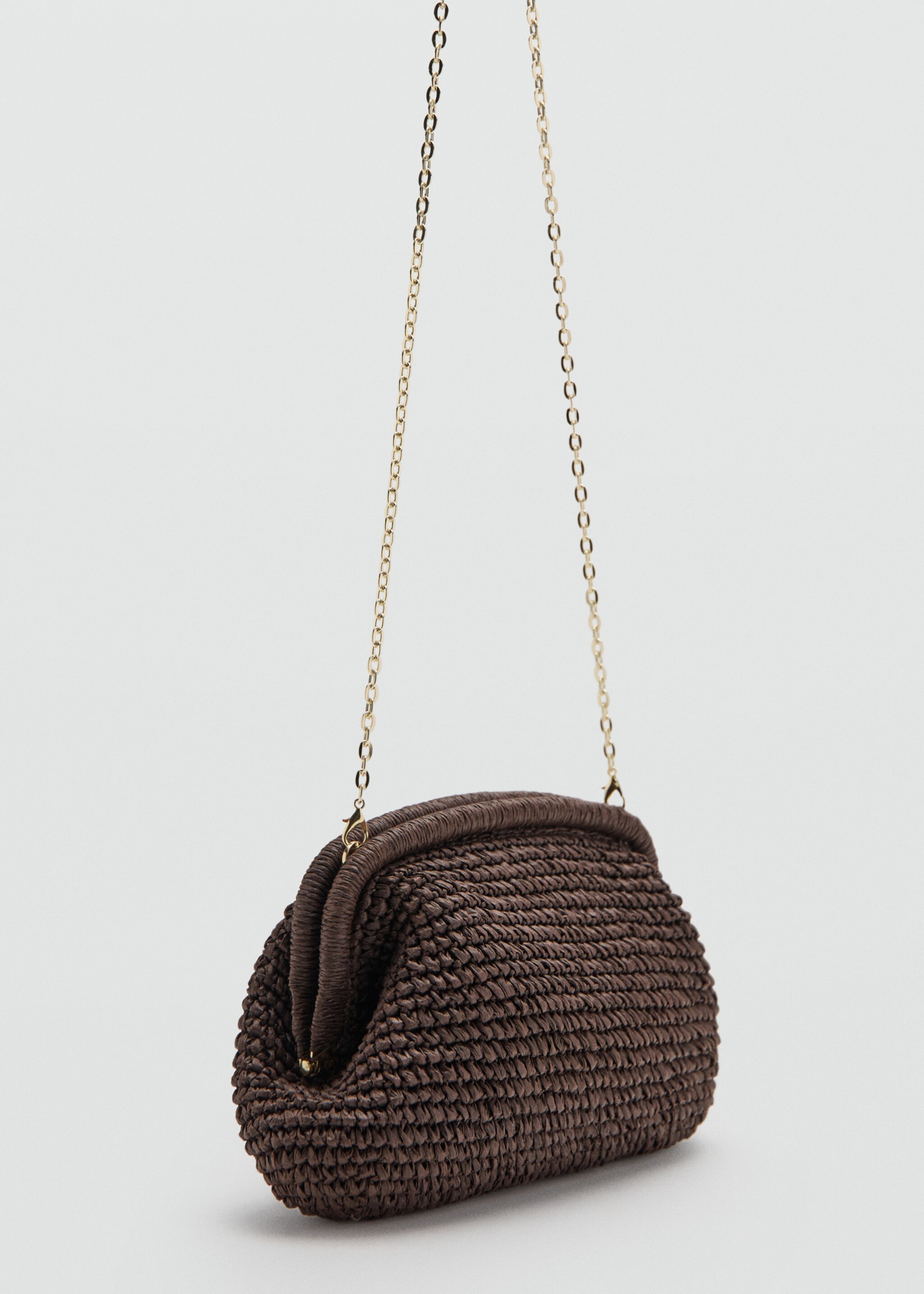 Natural fiber clutch bag - Medium plane, Chocolate. Ref: 27087775-00.