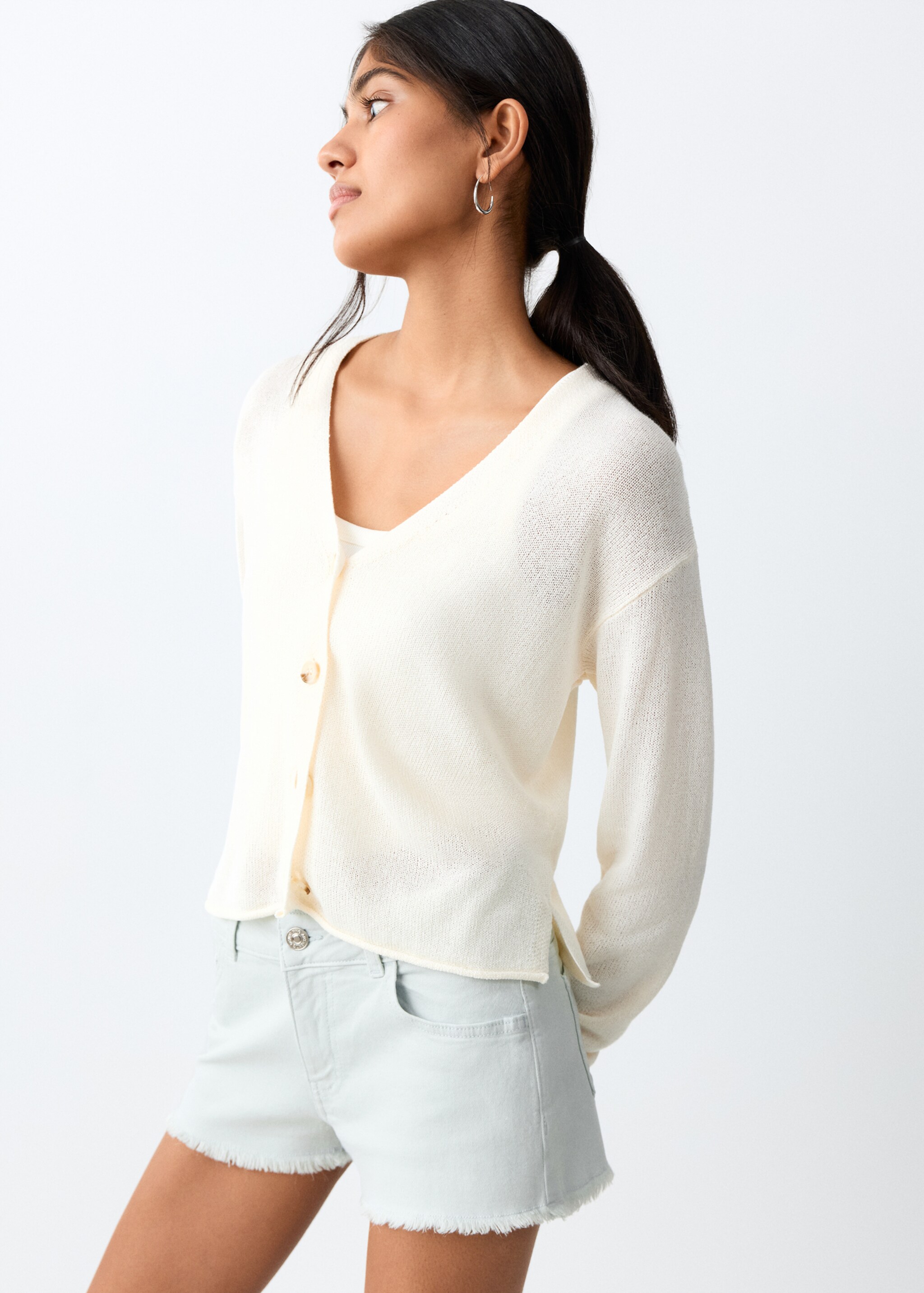 Reversible-waist mini shorts - Medium plane, Blue. Ref: 27087778-00.