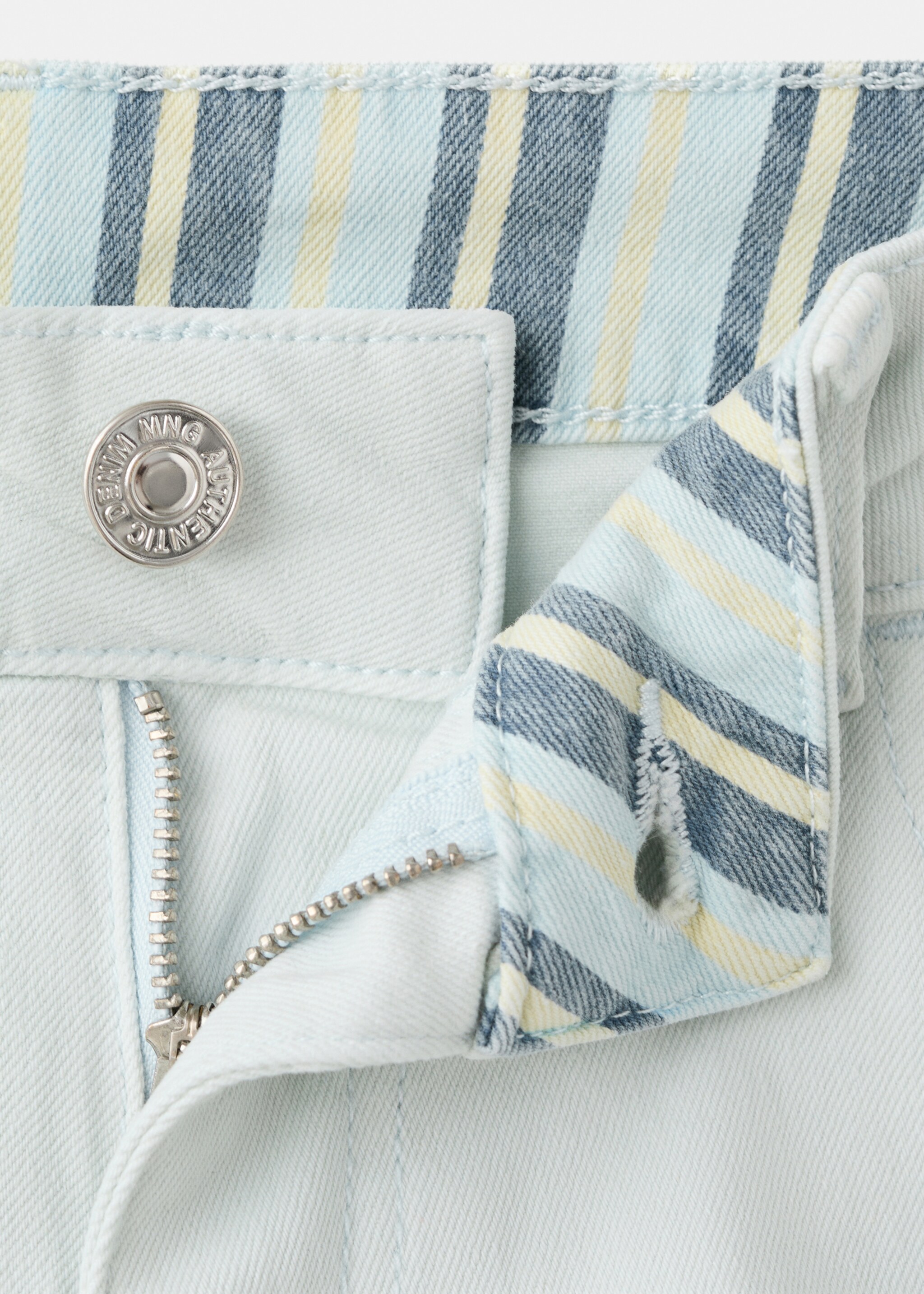 Reversible-waist mini shorts - Details of the article 8, Blue. Ref: 27087778-00.