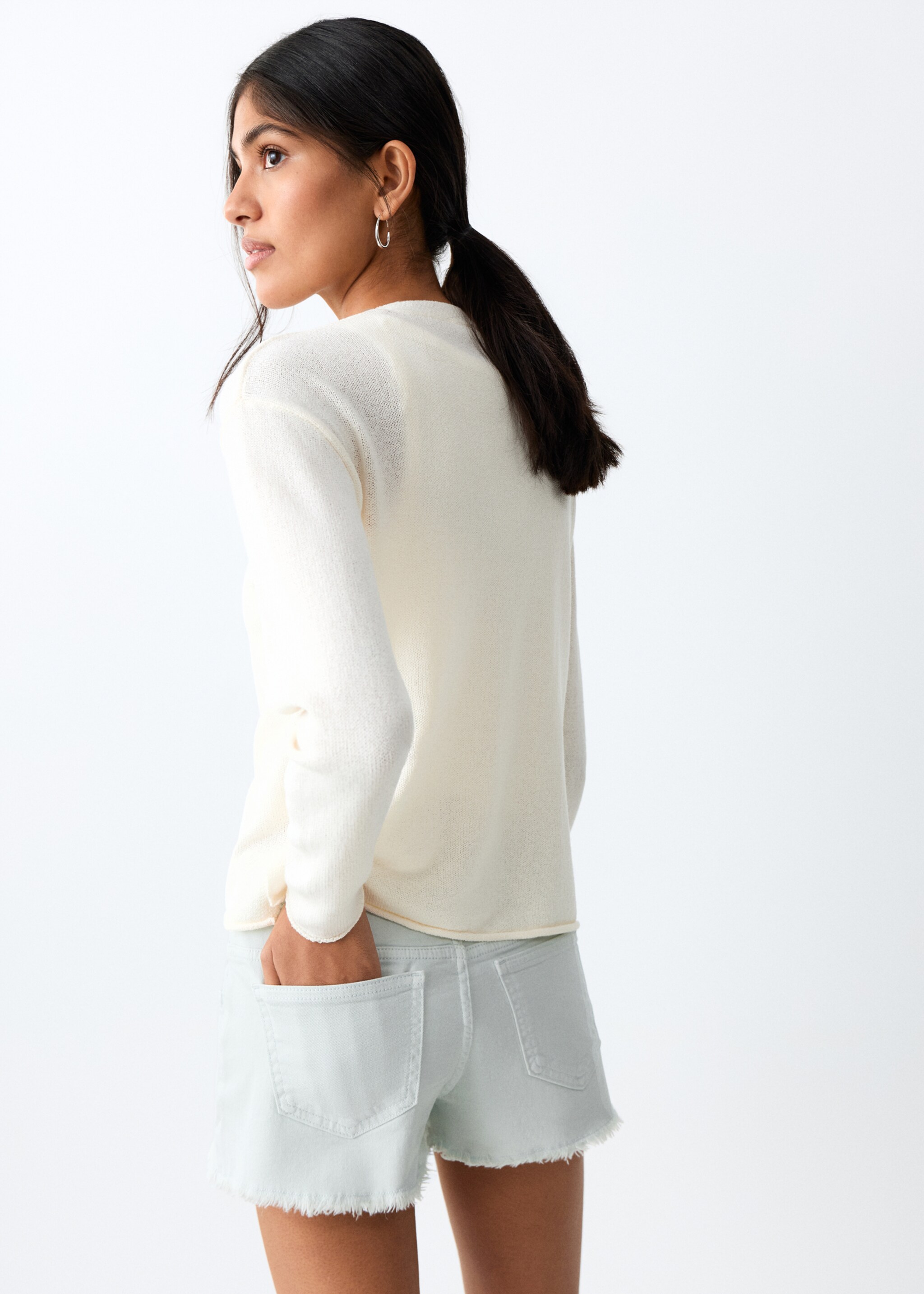 Reversible-waist mini shorts - Reverse of the article, Blue. Ref: 27087778-00.