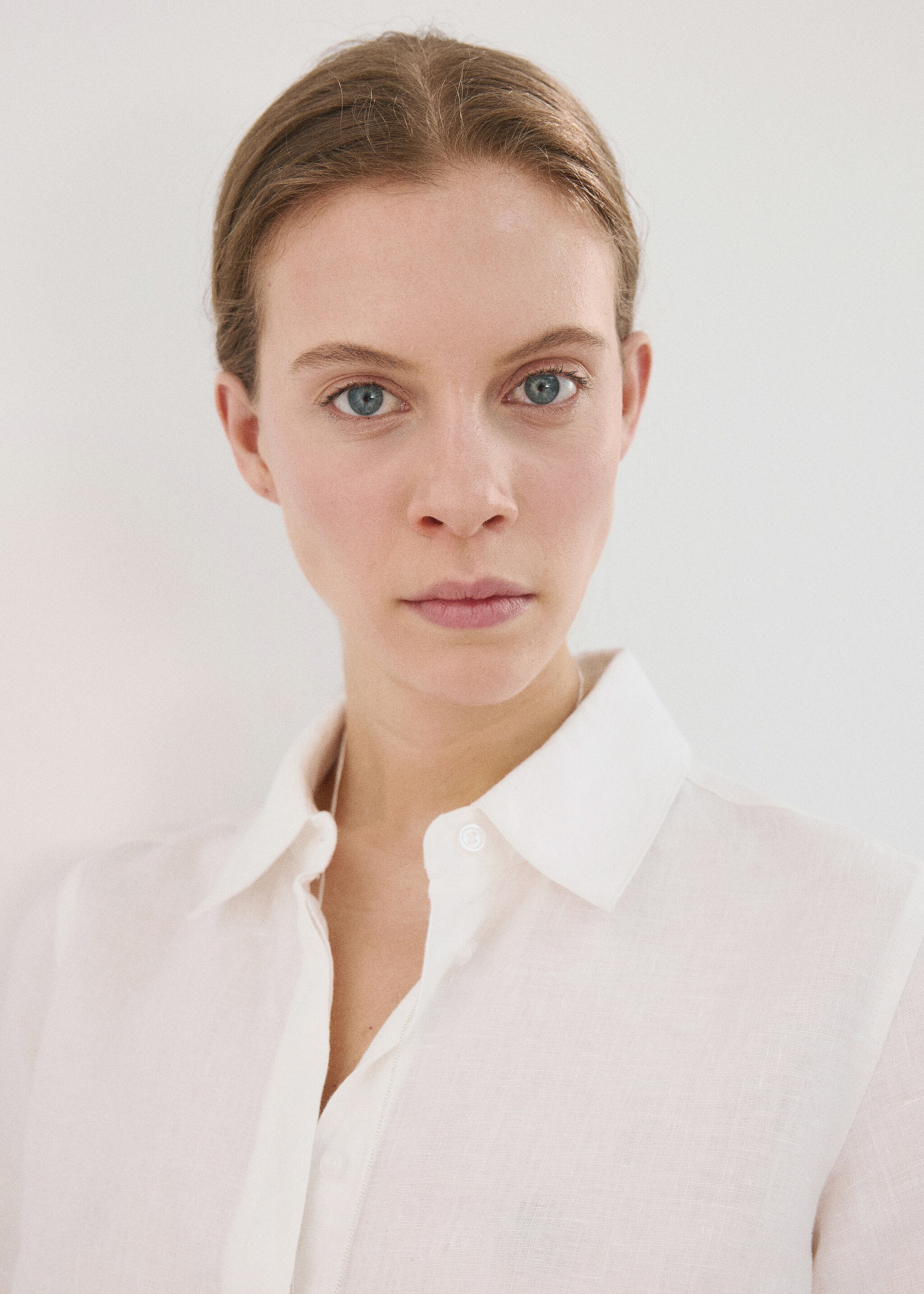 قميص كتان مستقيم - تفاصيل المنتج 1, أبيض. Ref: 27087781-00.