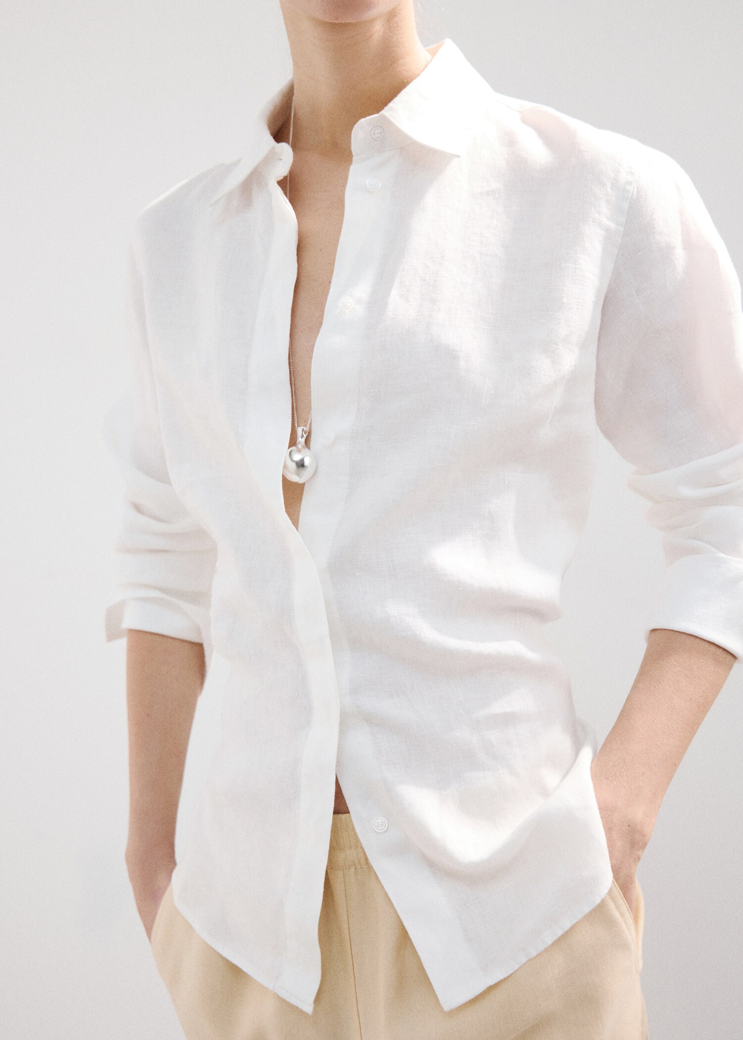 قميص كتان مستقيم - تفاصيل المنتج 6