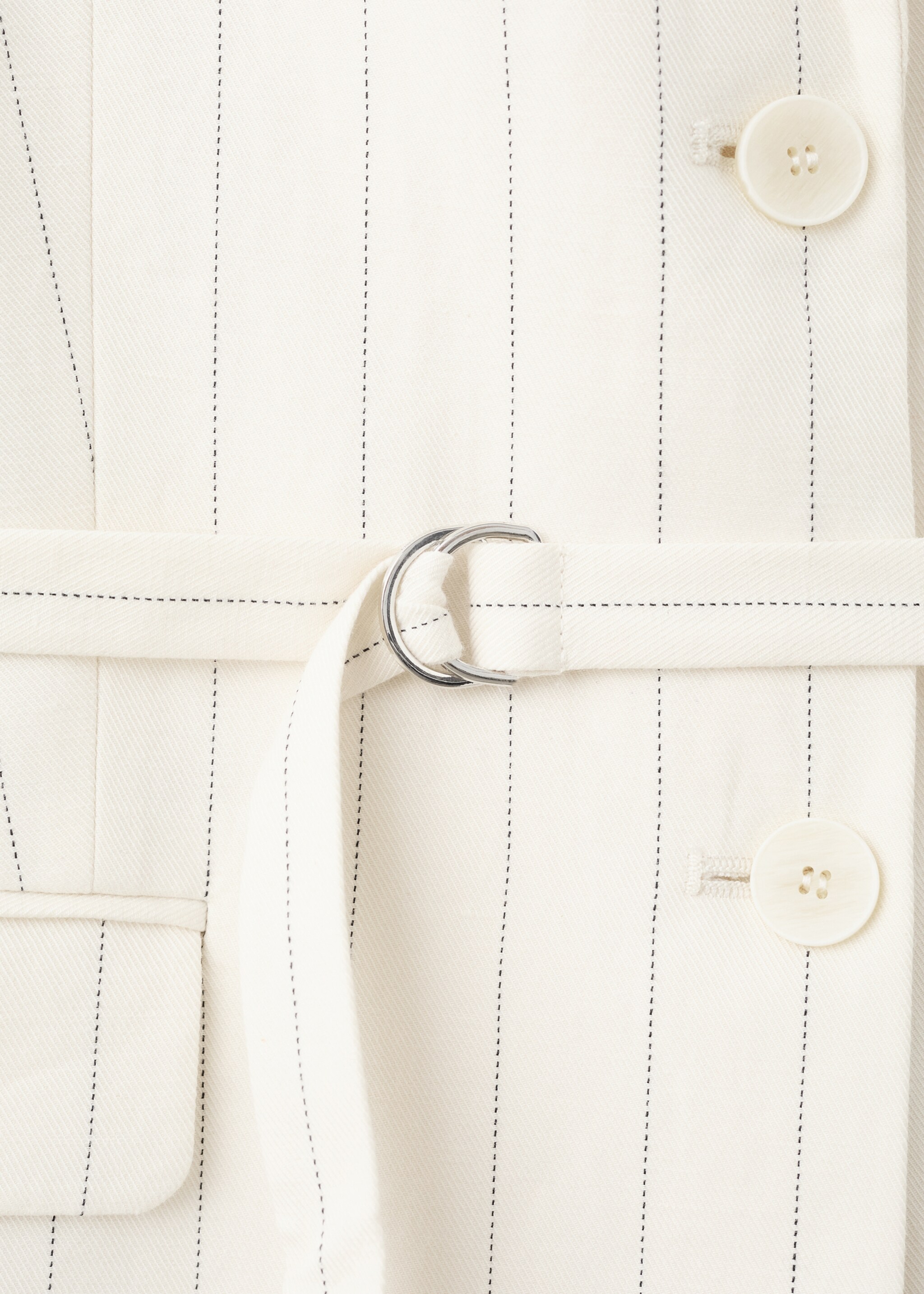 Linen suit jacket with belt - Details of the article 8, Ecru. Ref: 27087782-00.