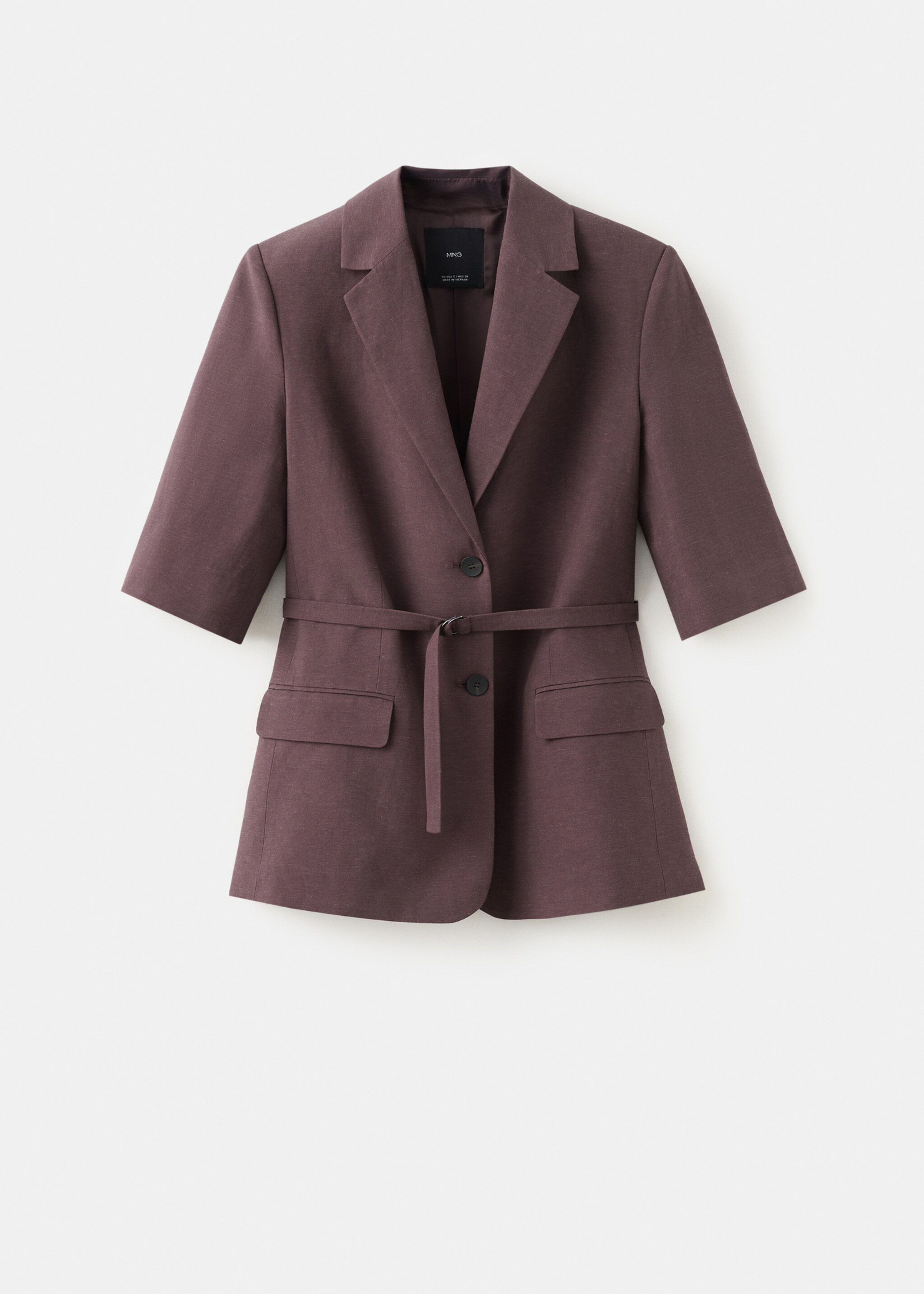 Linen suit jacket with belt - Article without model, Purple. Ref: 27087782-00.