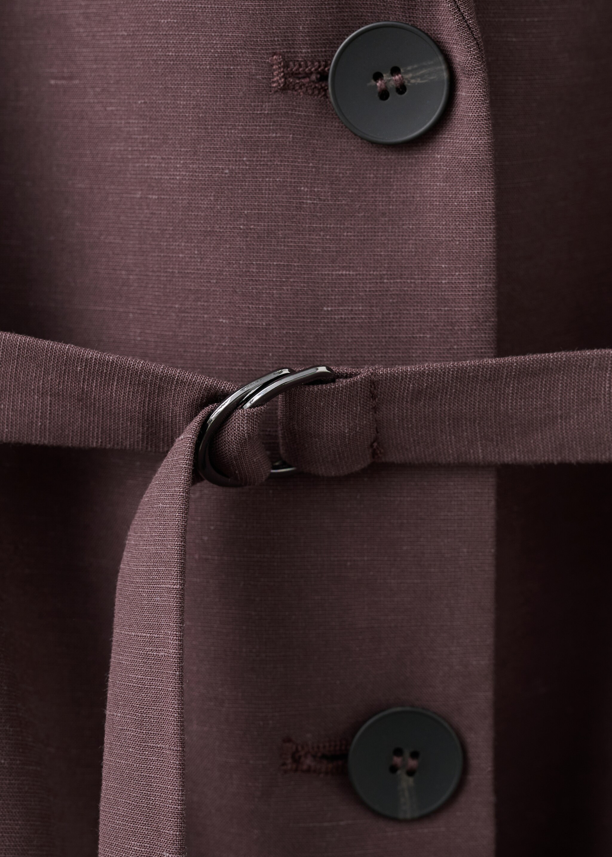 Linen suit jacket with belt - Details of the article 0, Purple. Ref: 27087782-00.