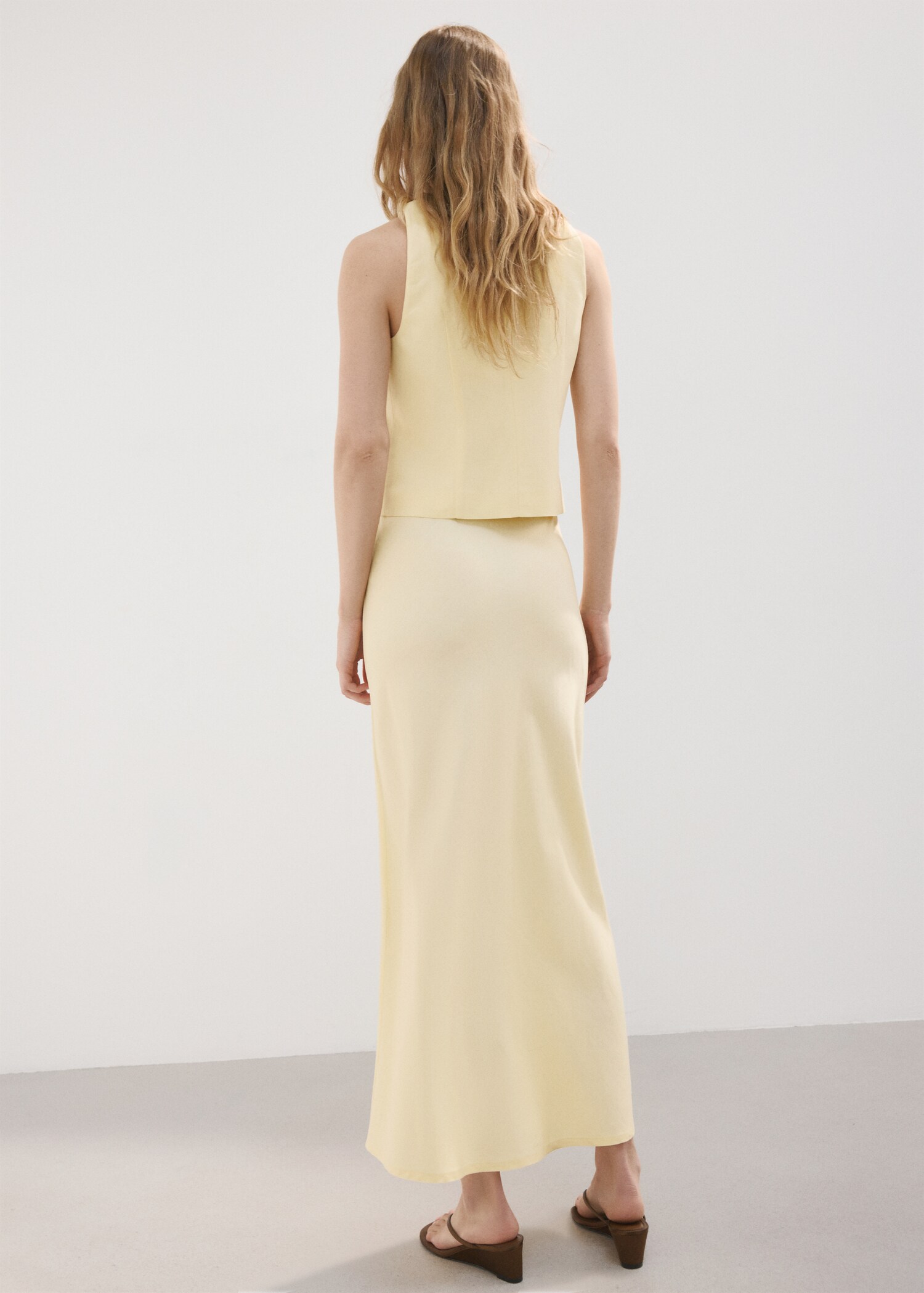 Falda recta mezcla lino - Reverso del artículo