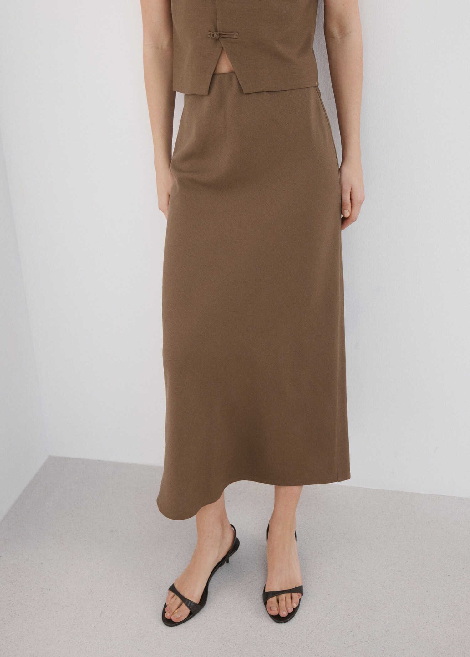 Linen-blend straight skirt - Medium plane