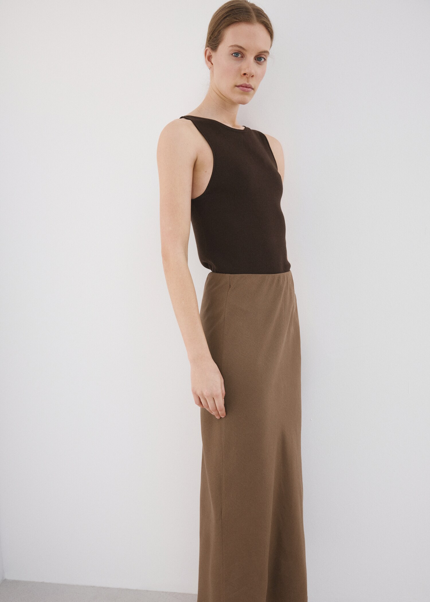 Linen-blend straight skirt - Details of the article 2