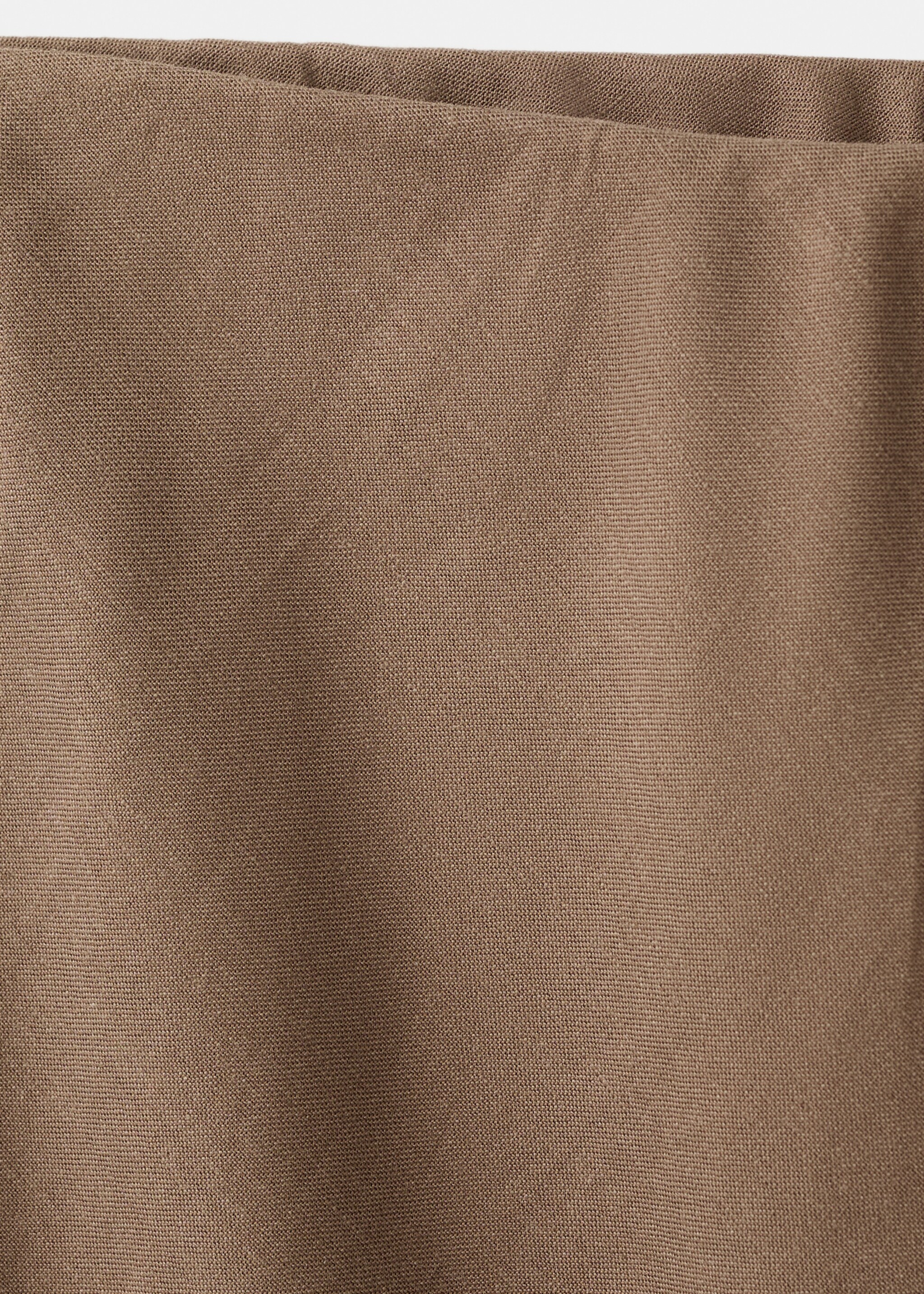 Linen-blend straight skirt - Details of the article 8, Brown. Ref: 27087783-00.
