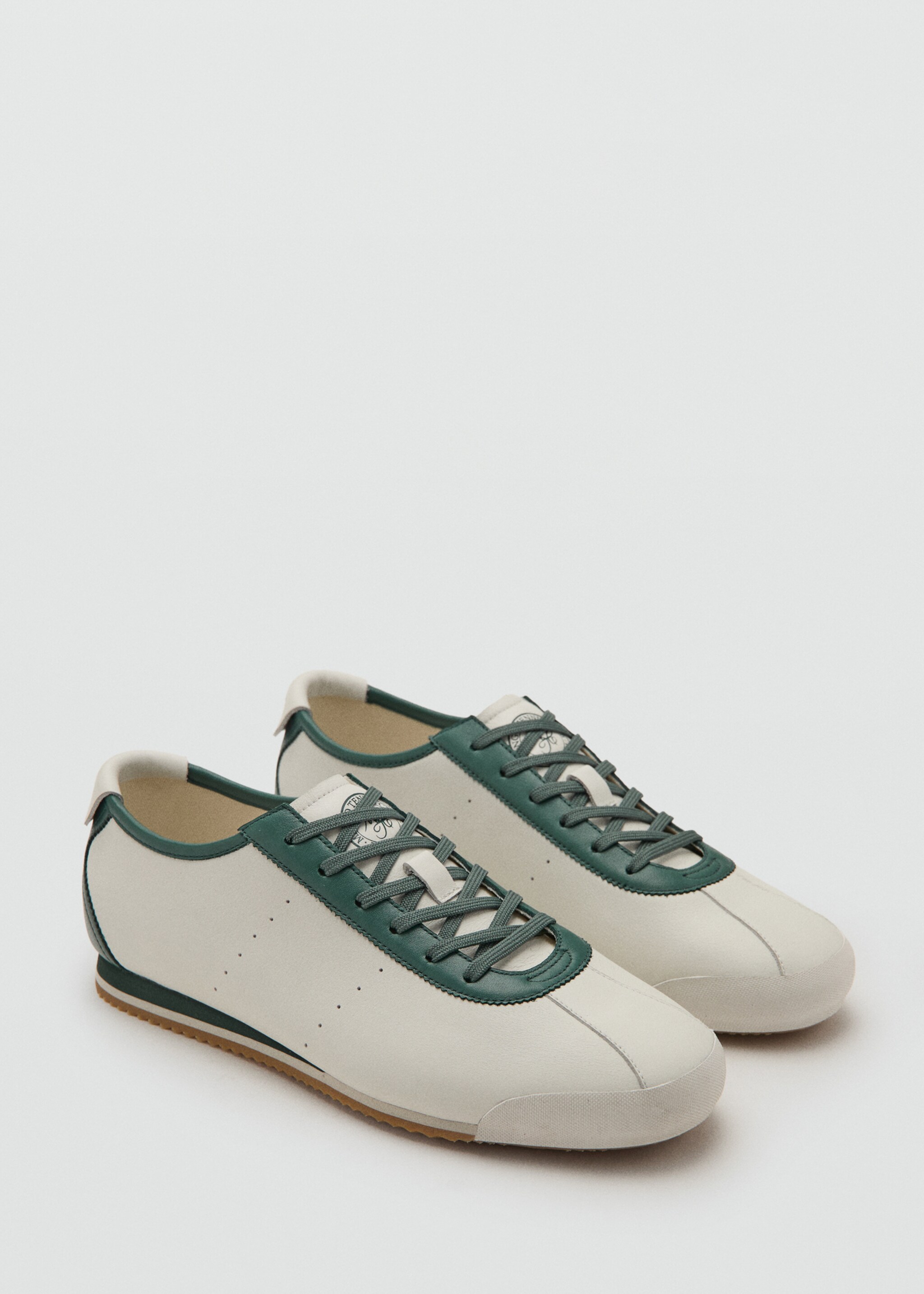 Leather mixed sneakers - Medium plane, White. Ref: 27087784-00.