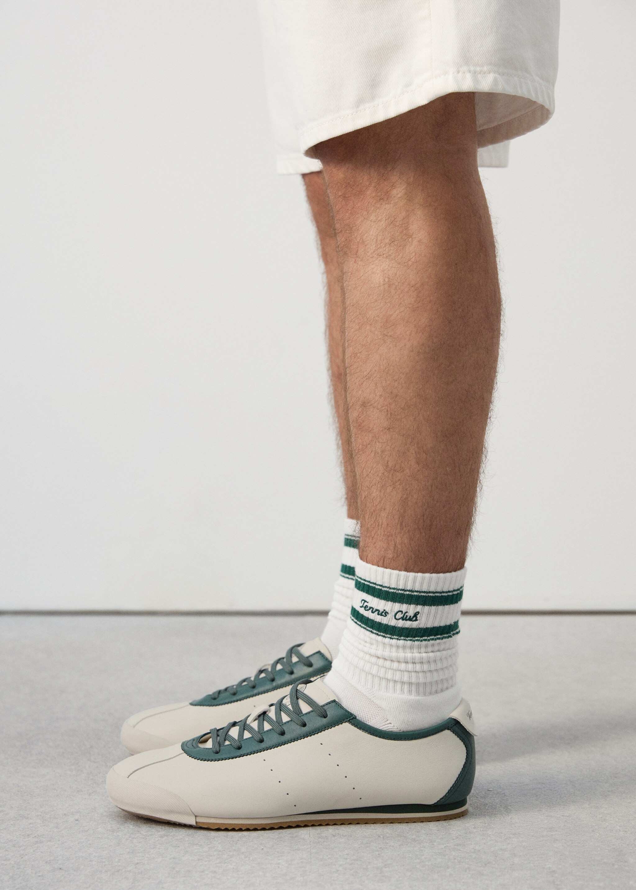 Leather mixed sneakers - Details of the article 9, White. Ref: 27087784-00.