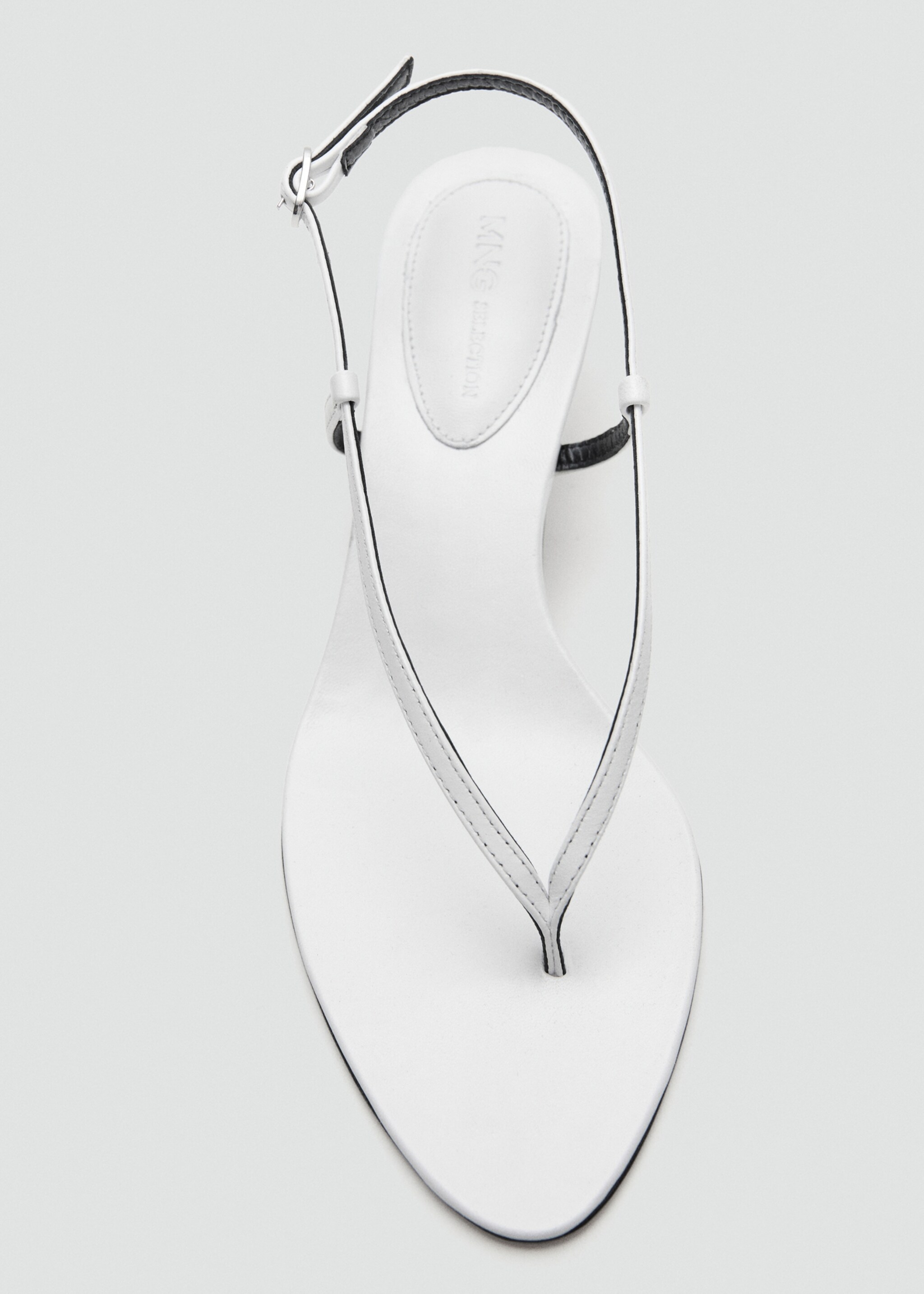 Кожаные босоножки на каблуке с ремешками - Деталь изделия 2, Белый. Ref: 27087789-00.