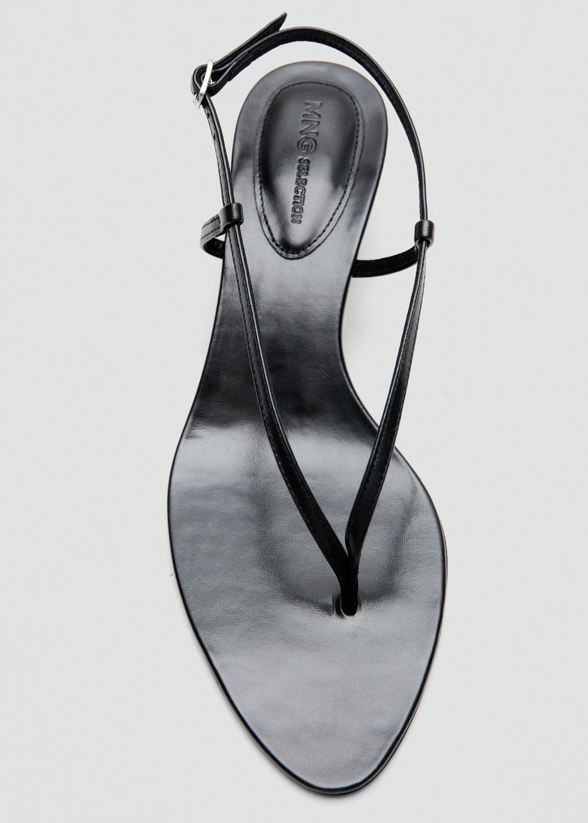 Кожаные босоножки на каблуке с ремешками - Деталь изделия 2, Черный. Ref: 27087789-00.