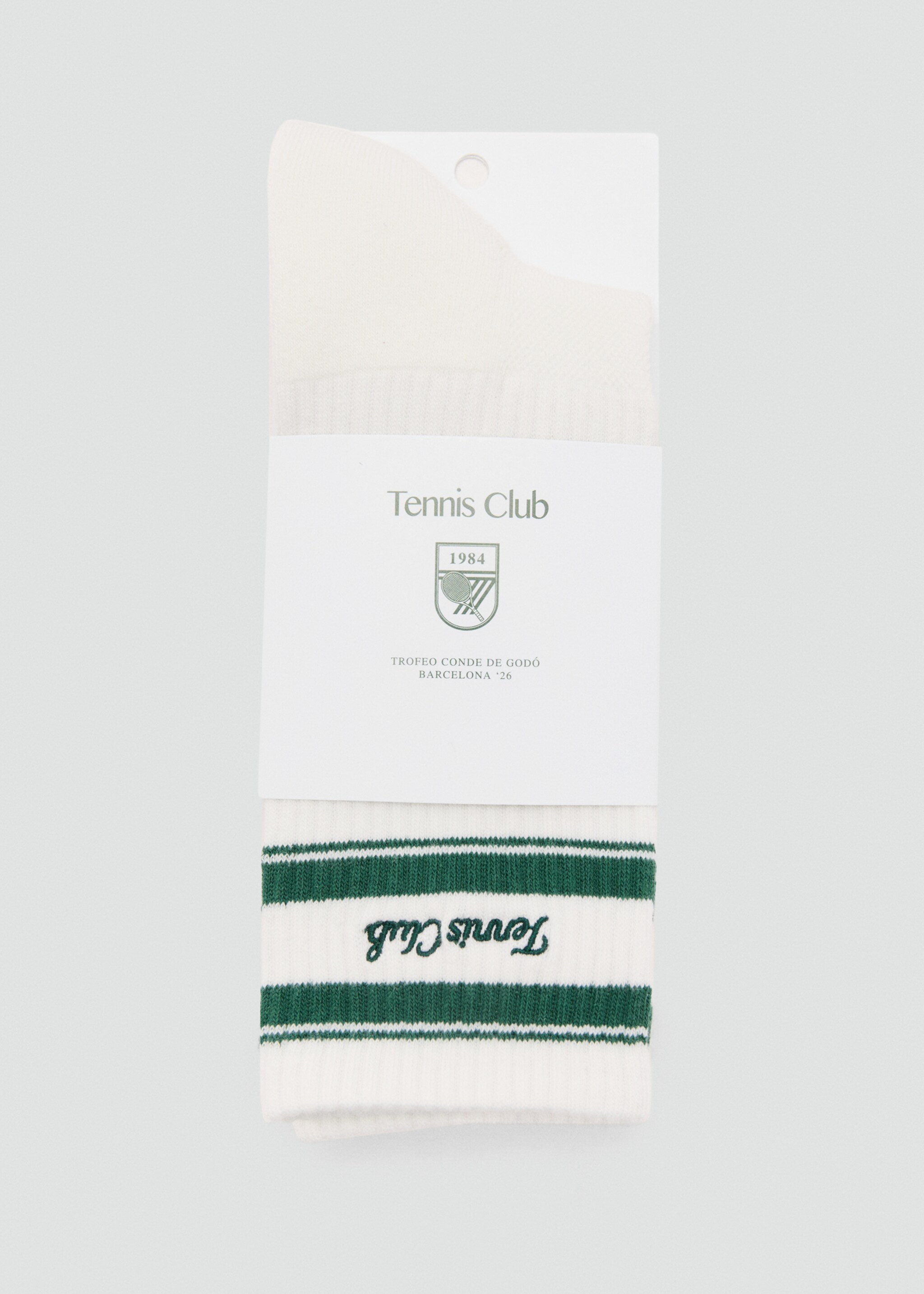 Striped socks with embroidered text - Details of the article 2, White. Ref: 27087790-00.