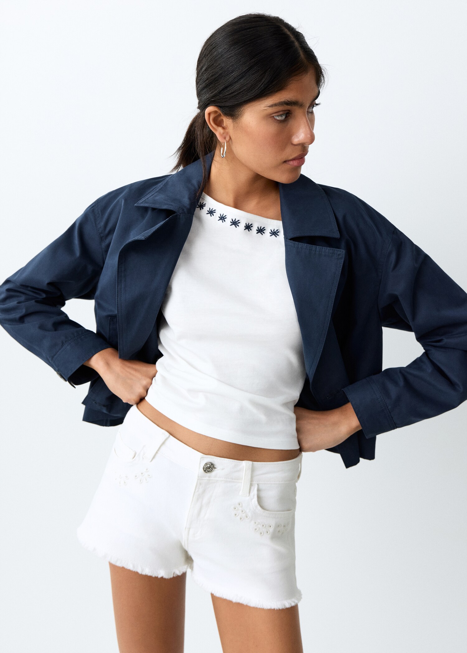 Embroidered detail shorts - Medium plane