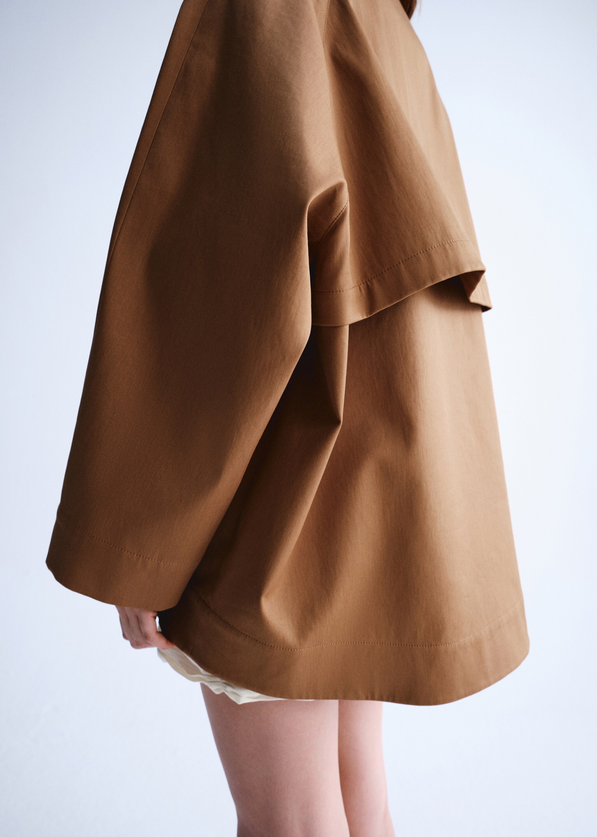 Oversized parka with funnel neck - Details of the article 1, Tobacco Brown. Ref: 27087799-00.