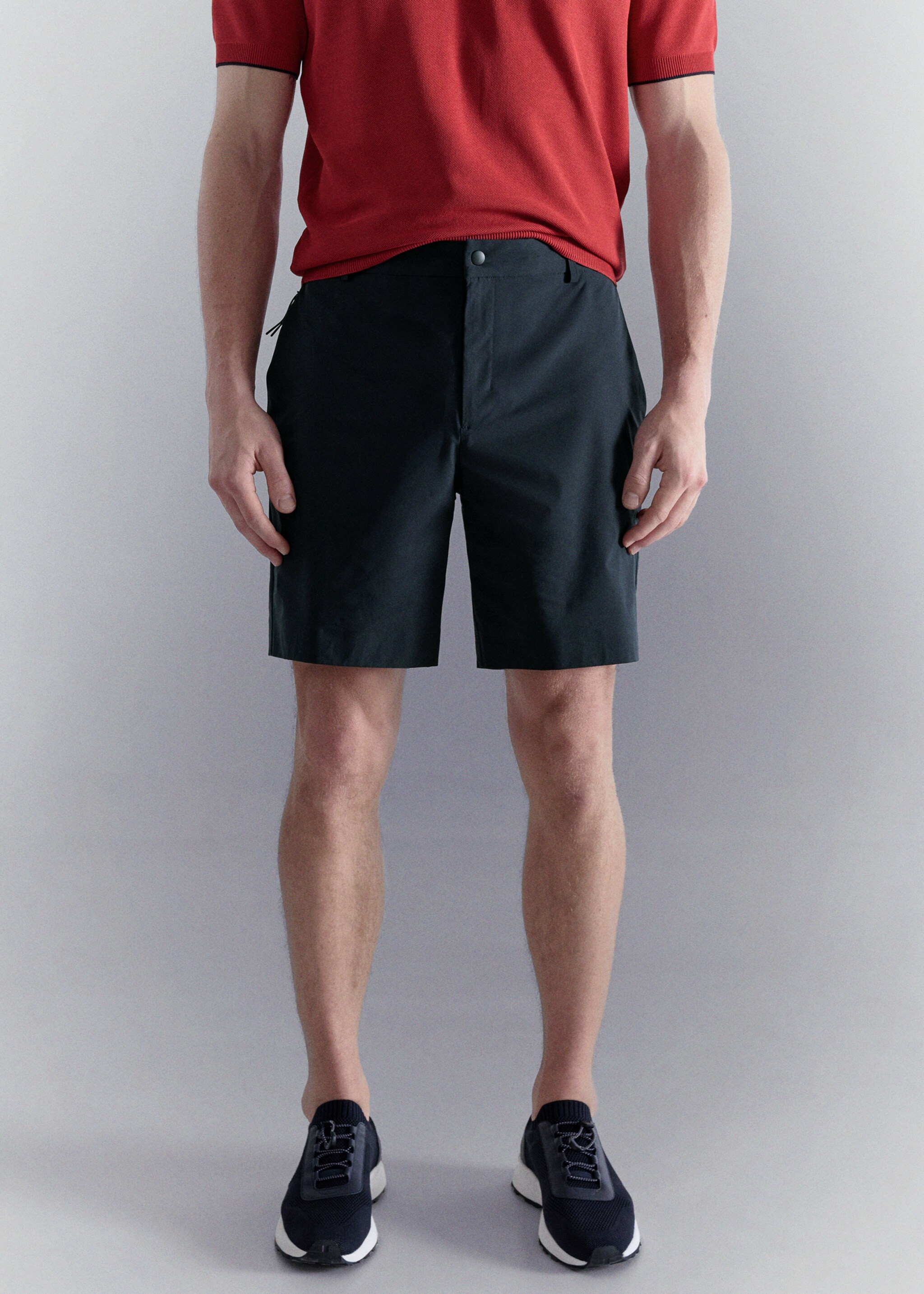 Bermudy comfort stretch water-repellent - Náhled ve středové rovině, Námořnická modrá. Ref: 27087893-00.