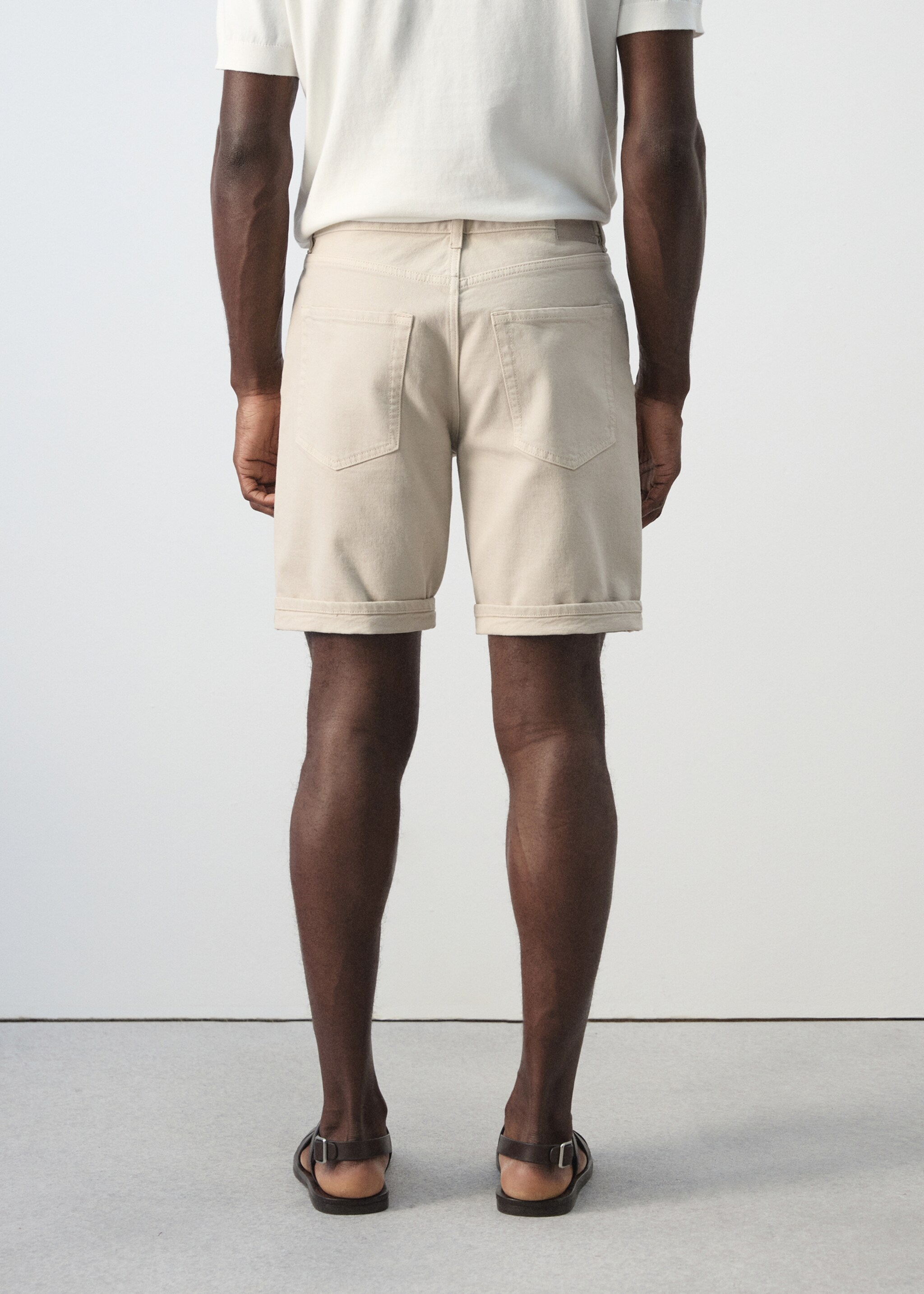 Бермуды из денима slim fit - Обратная сторона изделия, Бежевый. Ref: 27087894-00.