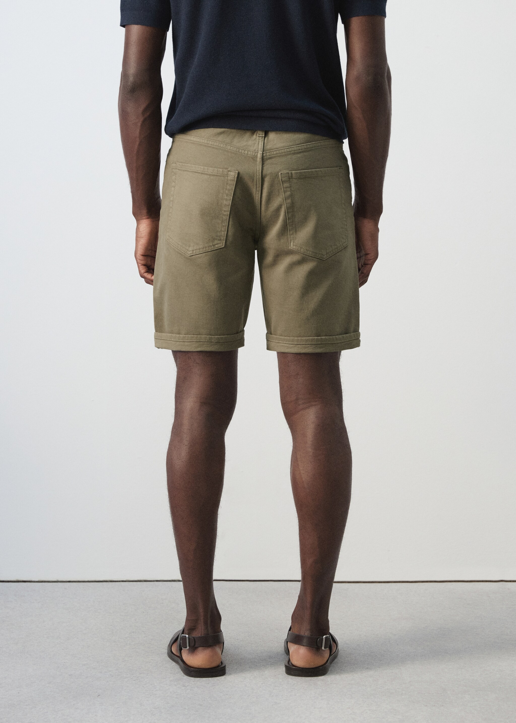 Bermudes texanes slim fit - Revers de l'article, Caqui. Ref: 27087894-00.