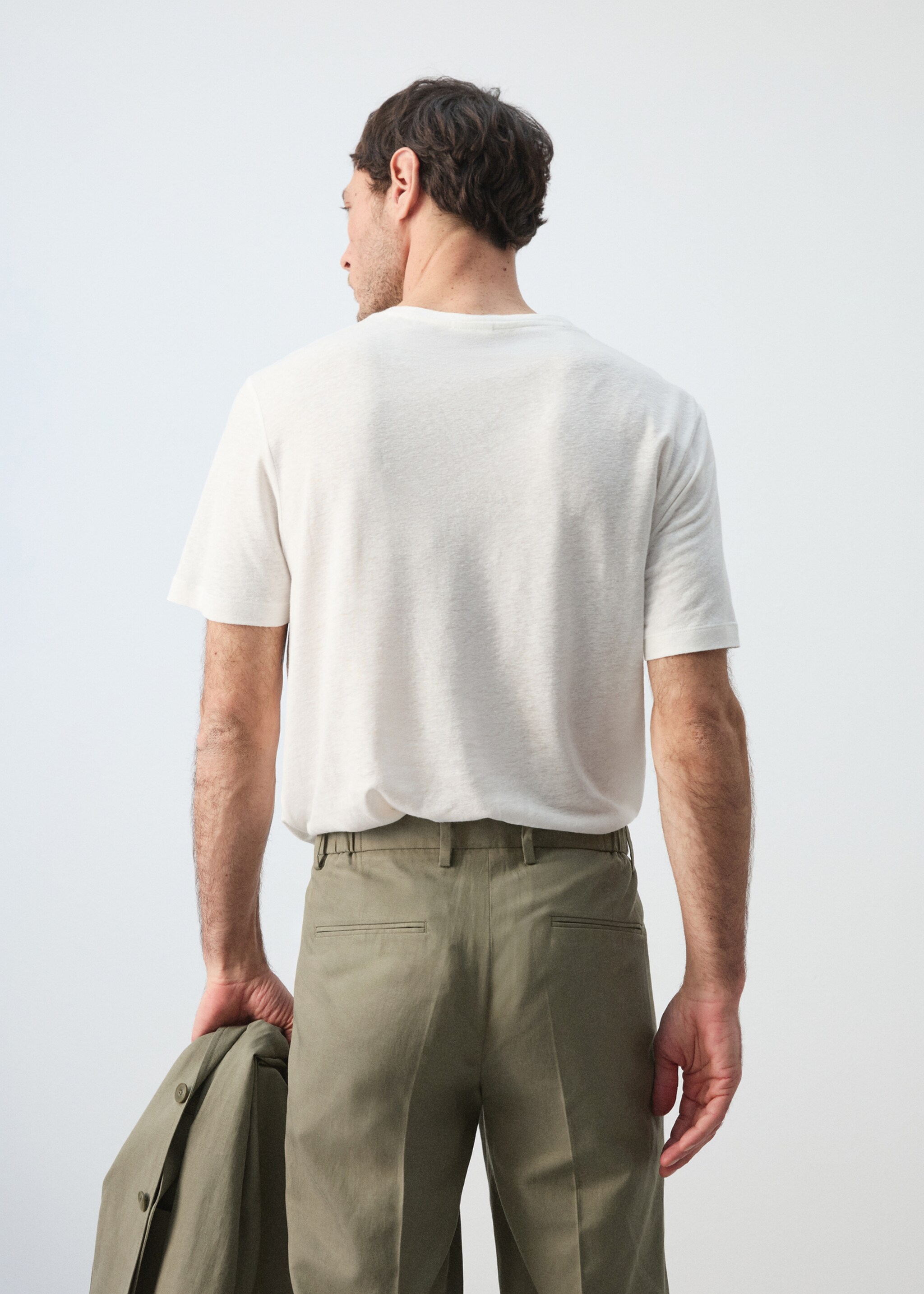 T-shirt lin slim-fit - Verso de l’article, Blanc. Ref: 27087895-00.