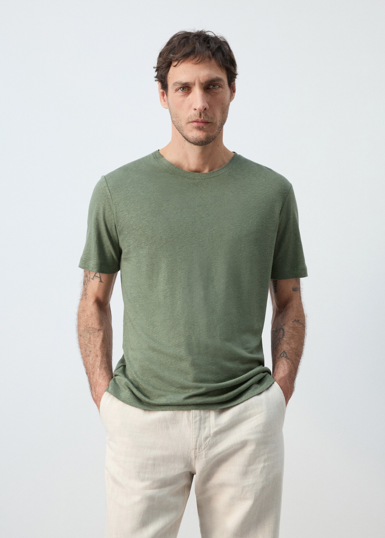 T-shirt lin slim-fit - Plan moyen