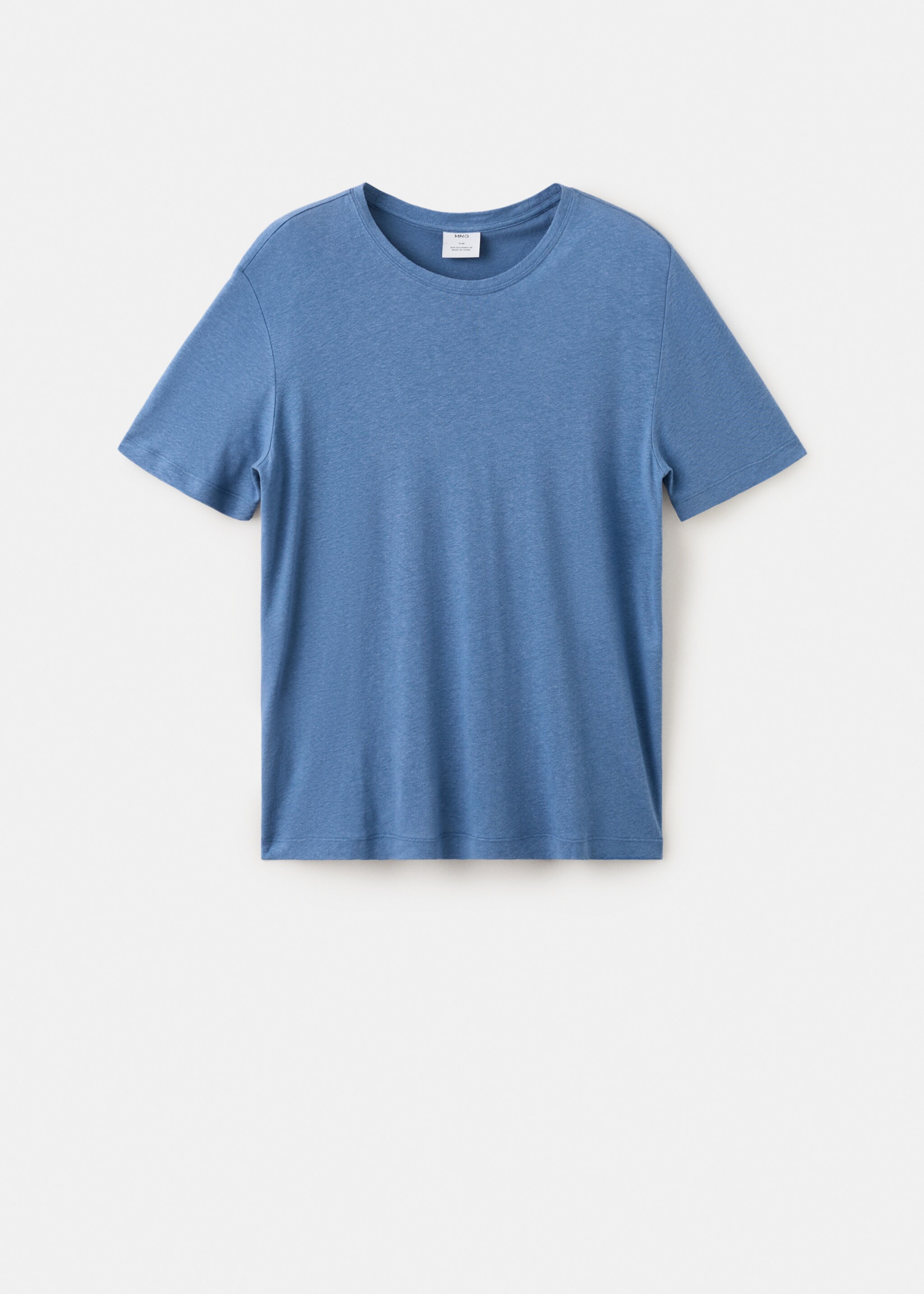 T-shirt lin slim-fit - Article sans modèle, Bleu porcelaine. Ref: 27087895-00.